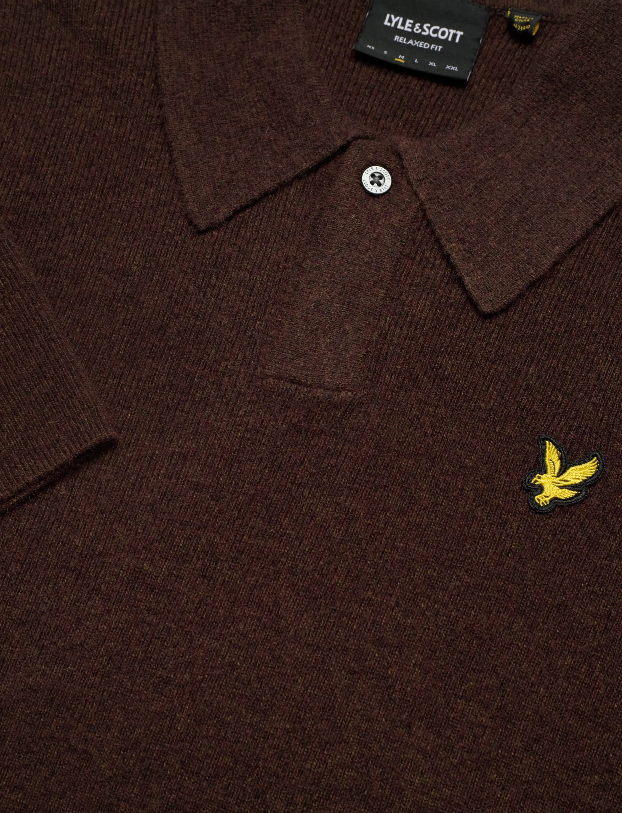 Lyle & Scott - Lambswool Blend Rugby Jumper - poloer i strik med lange ærmer - y059 bottle brown marl - 2