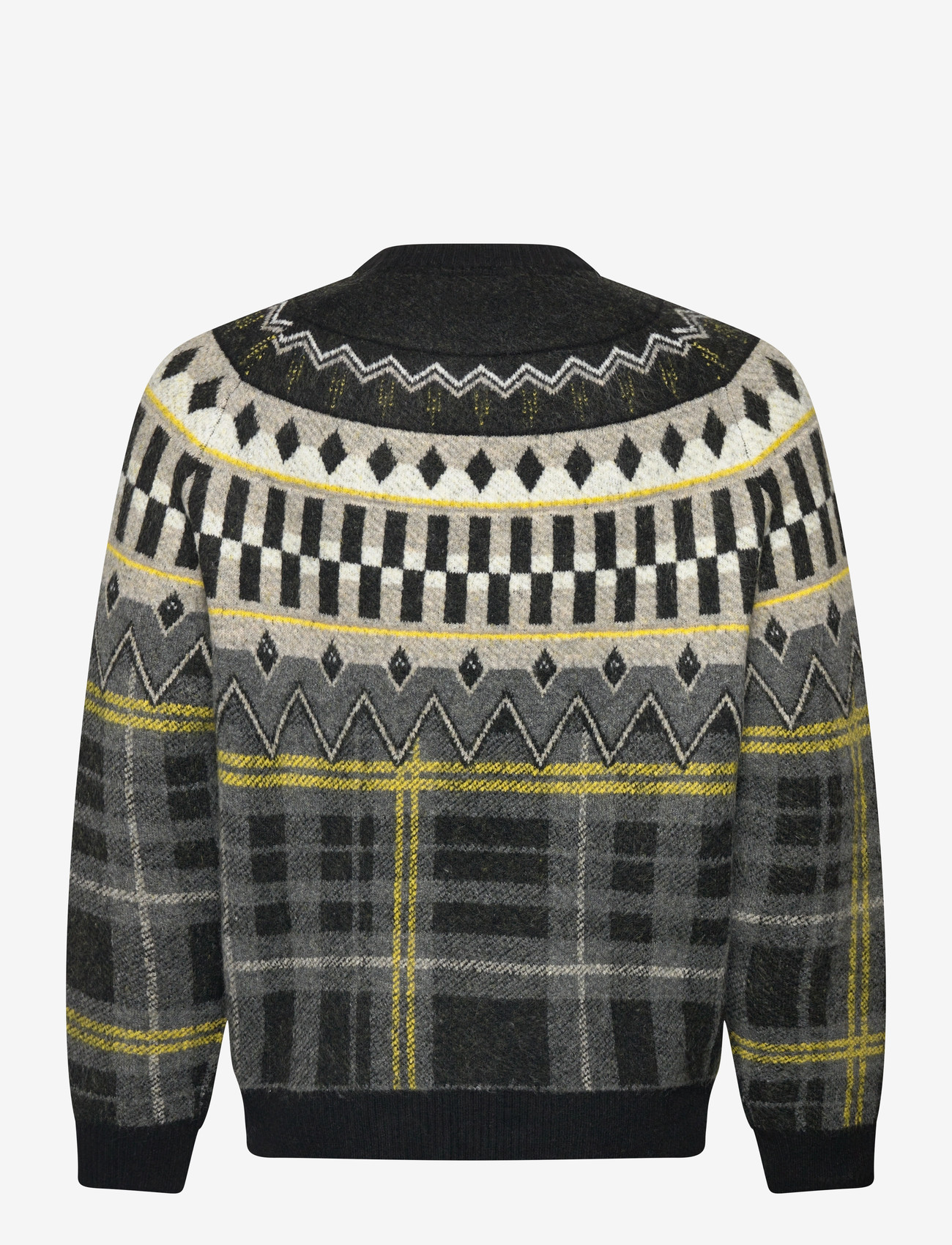 Lyle & Scott - Fair Isle Tartan Jumper - rund hals - z865 jet black - 2
