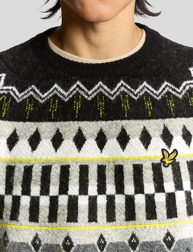 Lyle & Scott - Fair Isle Tartan Jumper - rund hals - z865 jet black - 5