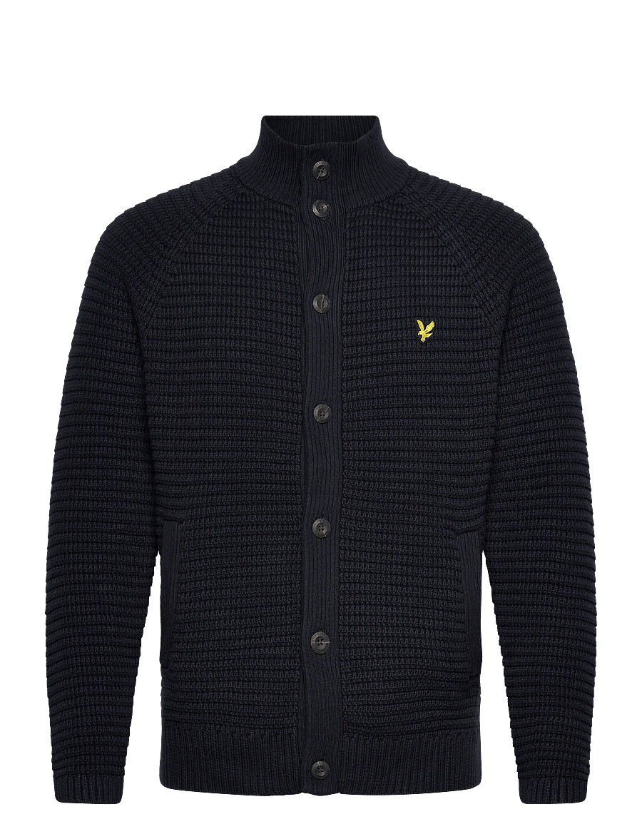 Lyle & Scott - Button Through Funnel Neck Jumper - cardigans - z271 dark navy - 1