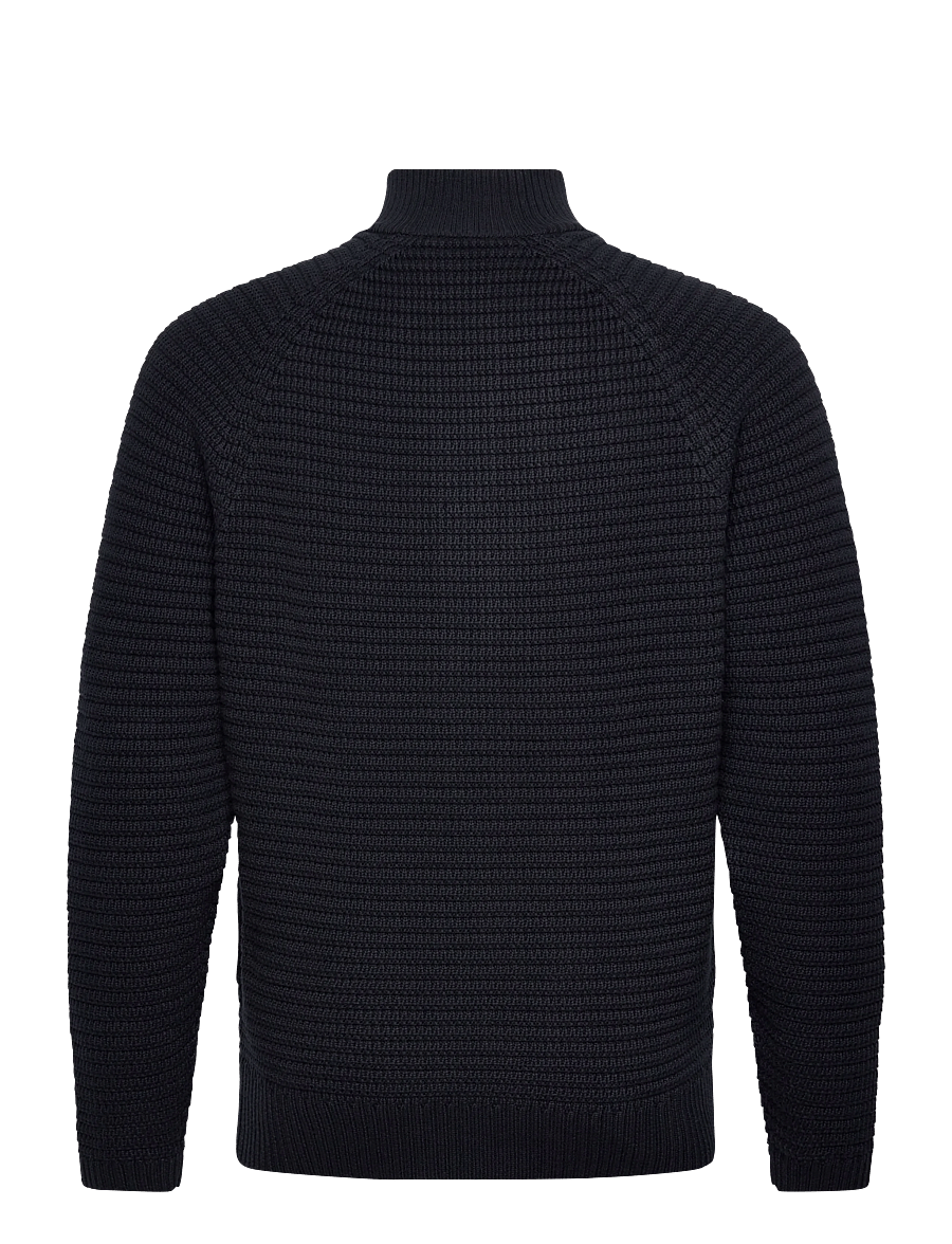 Lyle & Scott - Button Through Funnel Neck Jumper - cardigans - z271 dark navy - 2