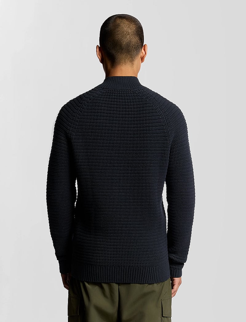 Lyle & Scott - Button Through Funnel Neck Jumper - cardigans - z271 dark navy - 3