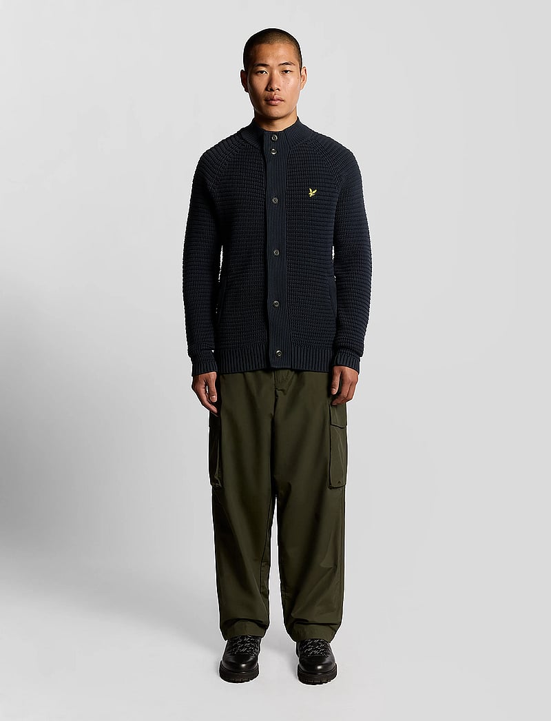 Lyle & Scott - Button Through Funnel Neck Jumper - cardigans - z271 dark navy - 4