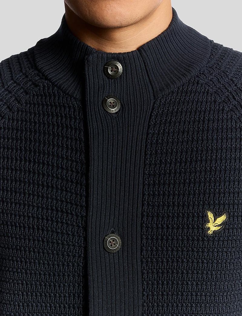 Lyle & Scott - Button Through Funnel Neck Jumper - cardigans - z271 dark navy - 5