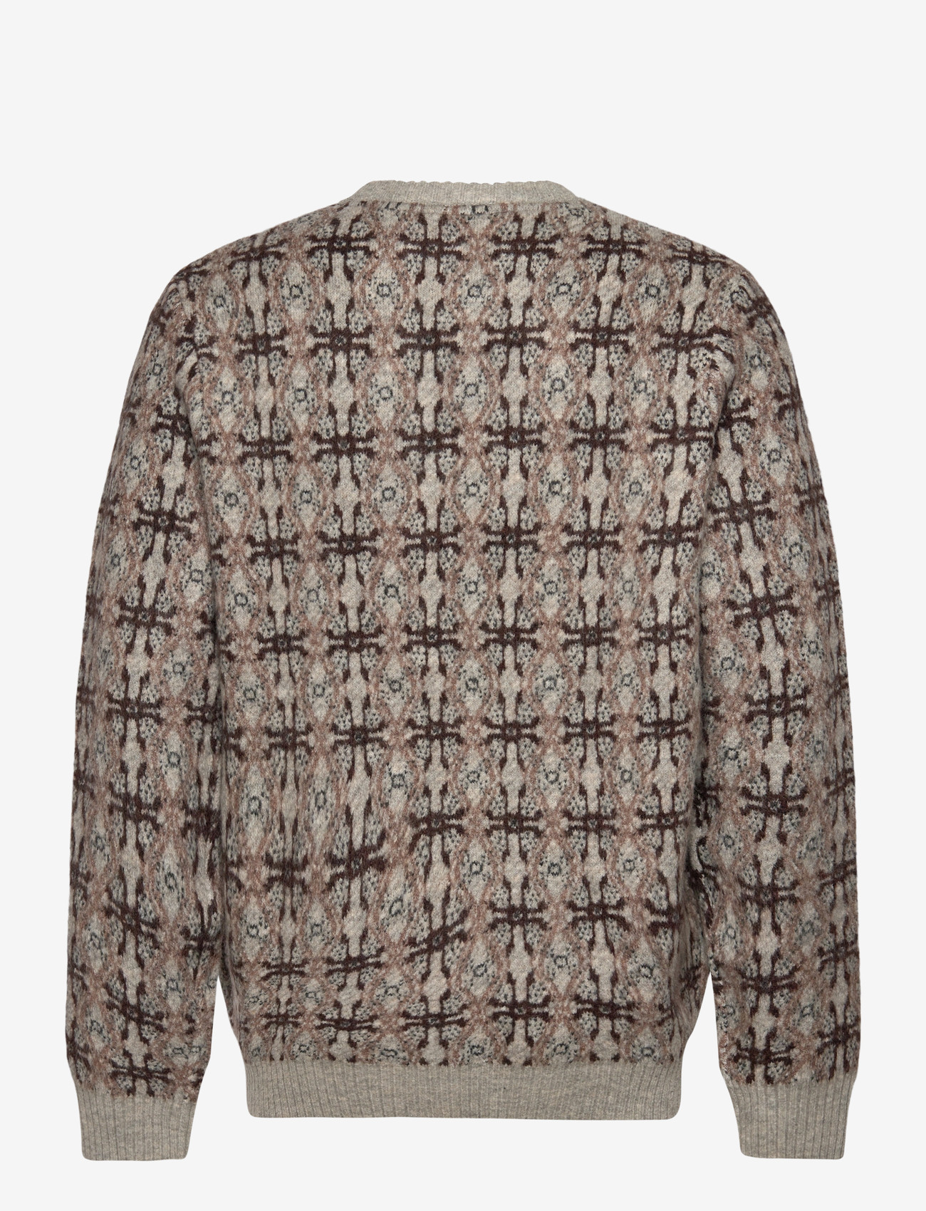 Lyle & Scott - Brushed Intarsia Crew Neck Jumper - rund hals - d24 light grey marl - 2