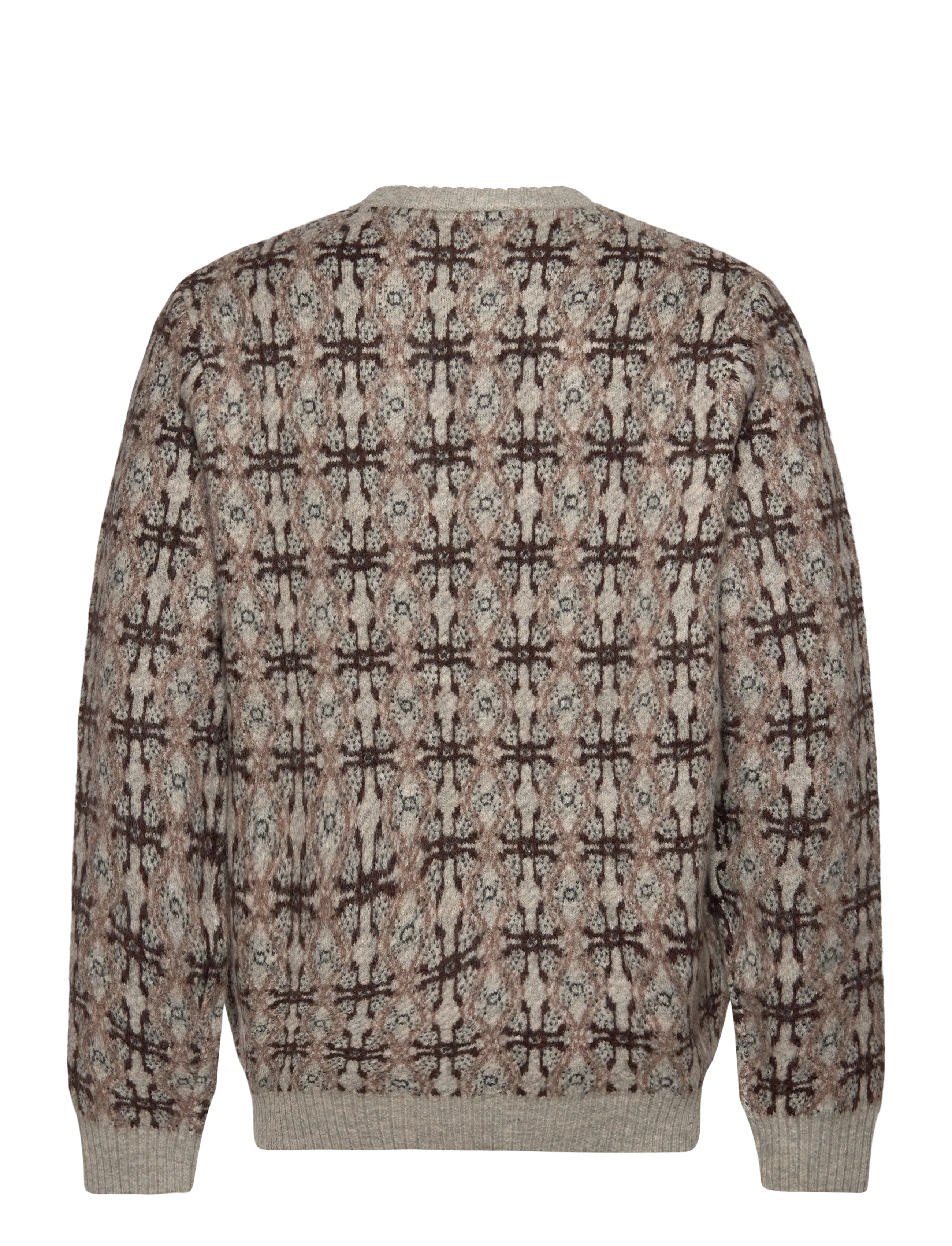Lyle & Scott - Brushed Intarsia Crew Neck Jumper - round necks - d24 light grey marl - 2