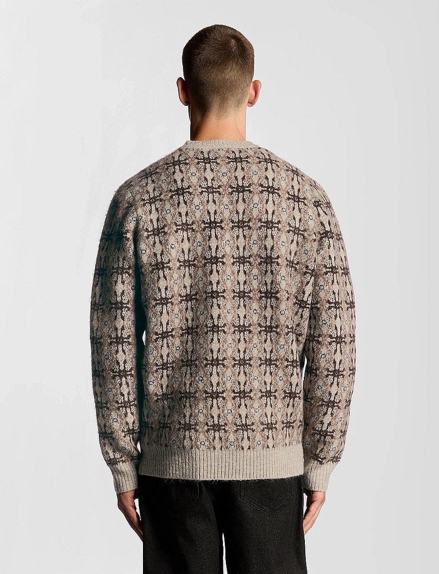 Lyle & Scott - Brushed Intarsia Crew Neck Jumper - Ümara kaelusega - d24 light grey marl - 3