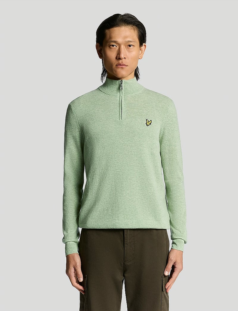Lyle & Scott - Lambswool Blend Quarter Zip Jumper - pullover mit halbem reißverschluss - x962 cold mint marl - 0