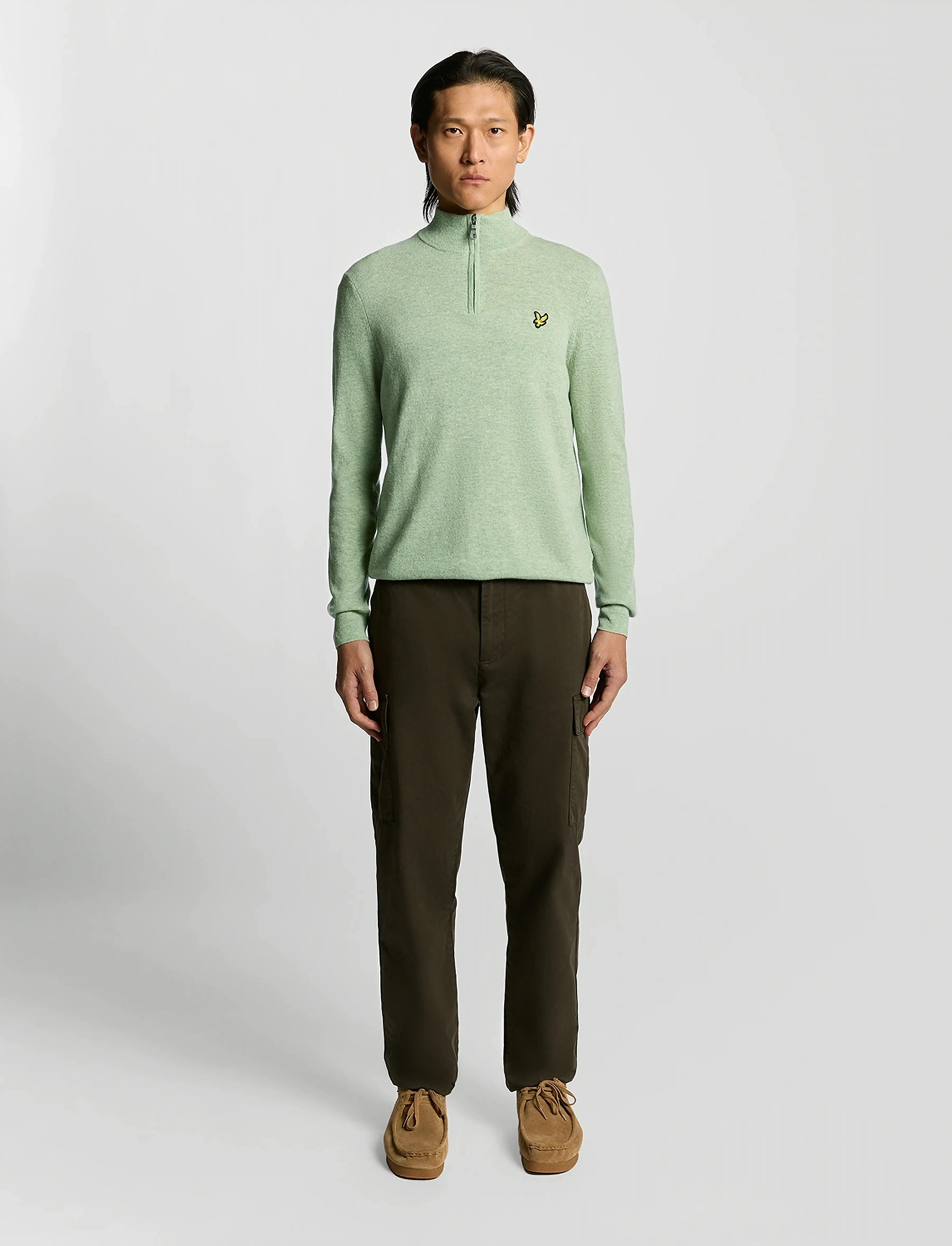 Lyle & Scott - Lambswool Blend Quarter Zip Jumper - pullover mit halbem reißverschluss - x962 cold mint marl - 4