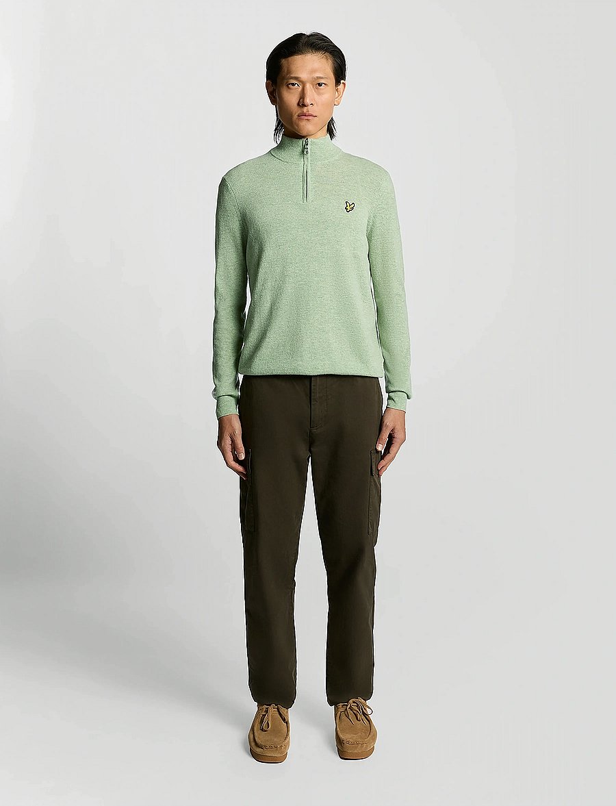 Lyle & Scott - Lambswool Blend Quarter Zip Jumper - swetry zapinane do połowy - x962 cold mint marl - 4