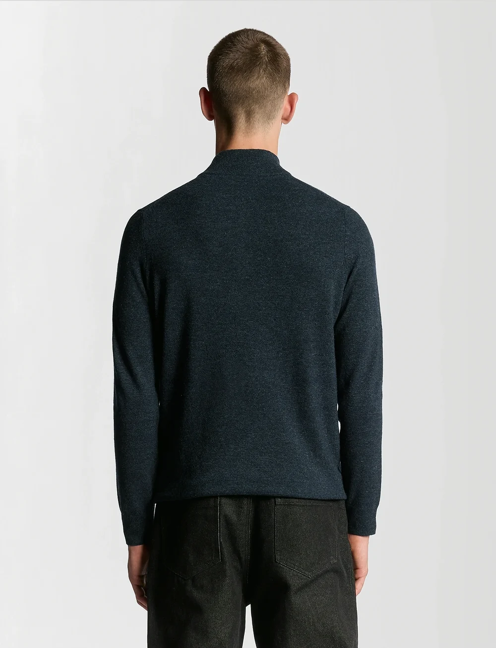 Lyle & Scott - Lambswool Blend Quarter Zip Jumper - half zip jumpers - z56 dark navy marl - 3