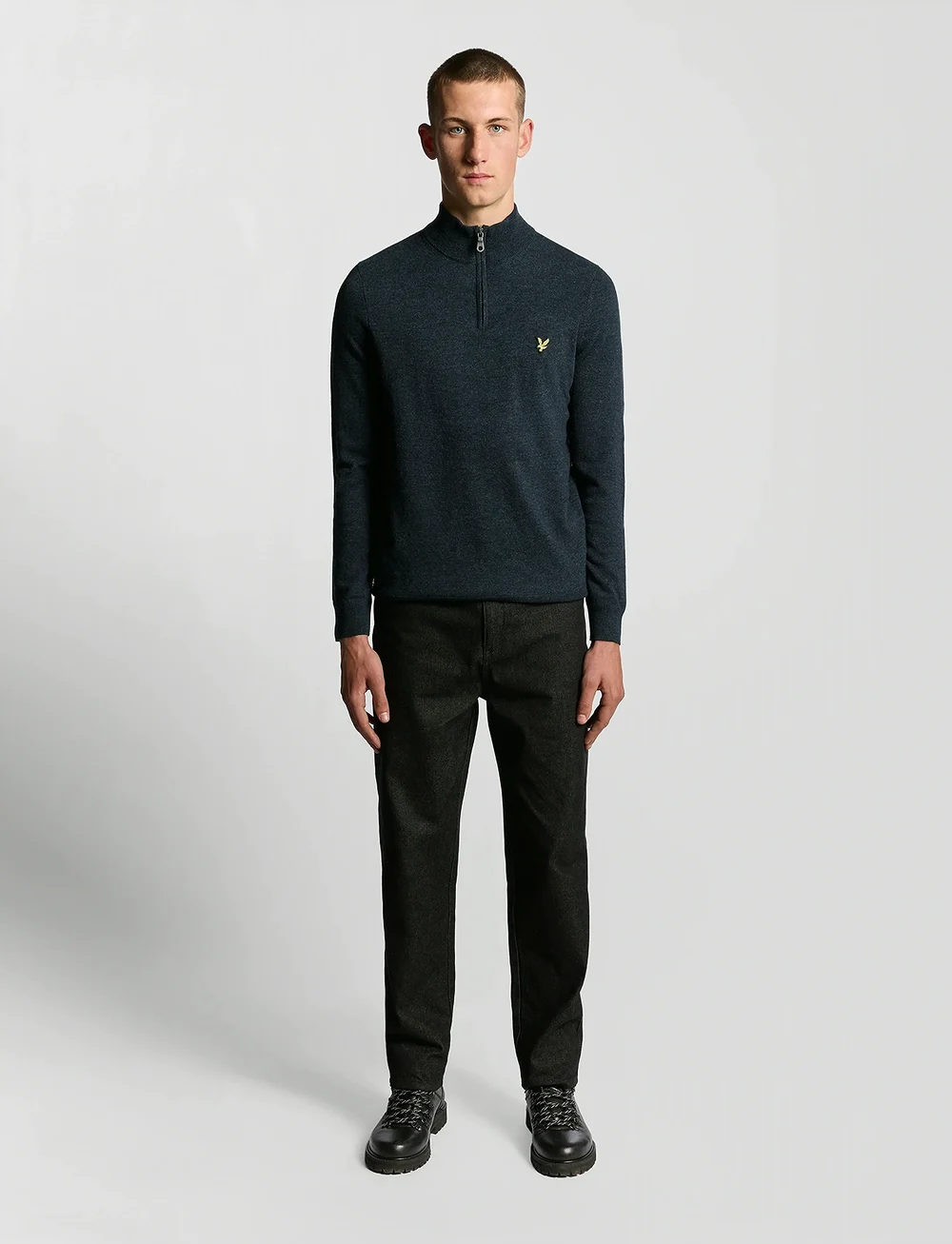 Lyle & Scott - Lambswool Blend Quarter Zip Jumper - half zip jumpers - z56 dark navy marl - 4