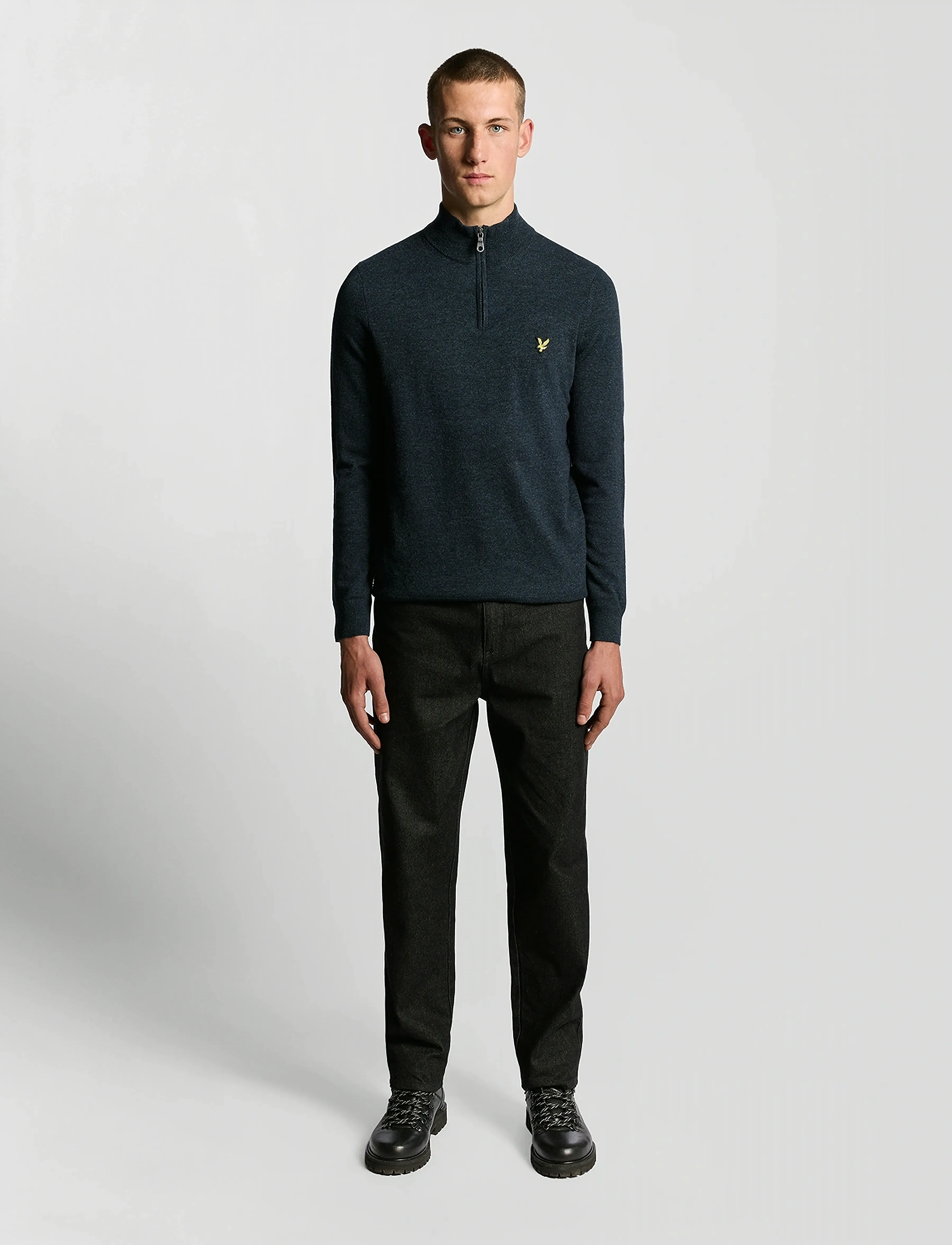 Lyle & Scott - Lambswool Blend Quarter Zip Jumper - tõmblukk-kaelusega džemprid - z56 dark navy marl - 4