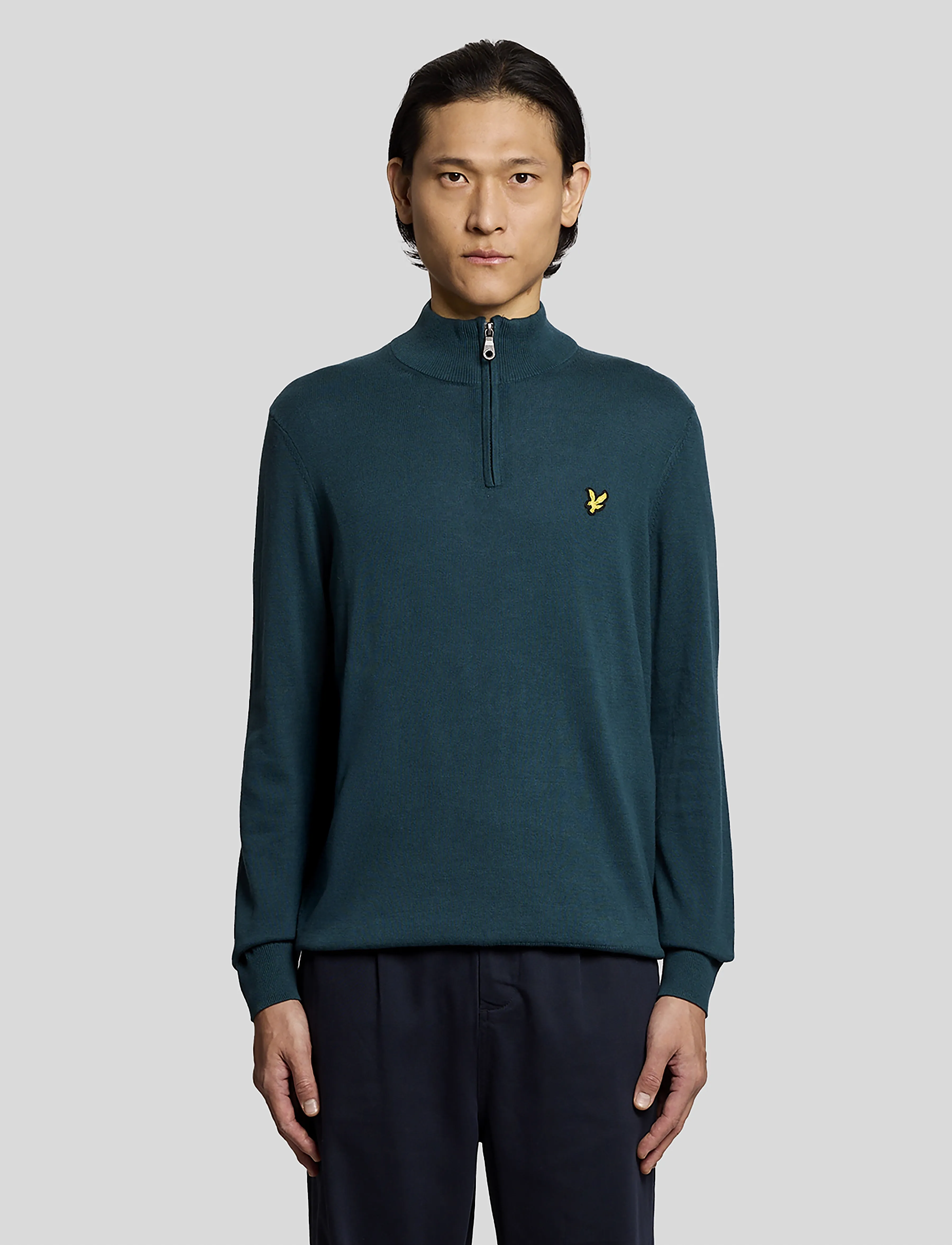 Lyle & Scott Cotton Quarter Zip Jumper - Dressipluusid - Y066 RICH TEAL / green