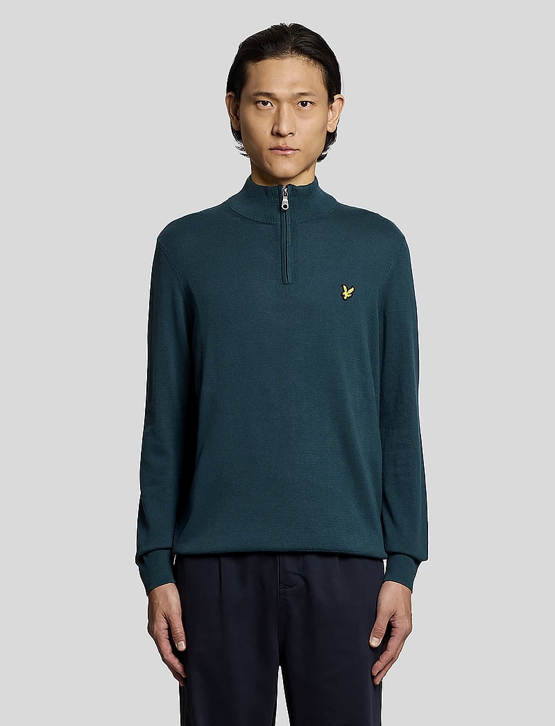 Lyle & Scott - Cotton Quarter Zip Jumper - sweatshirts - y066 rich teal - 0