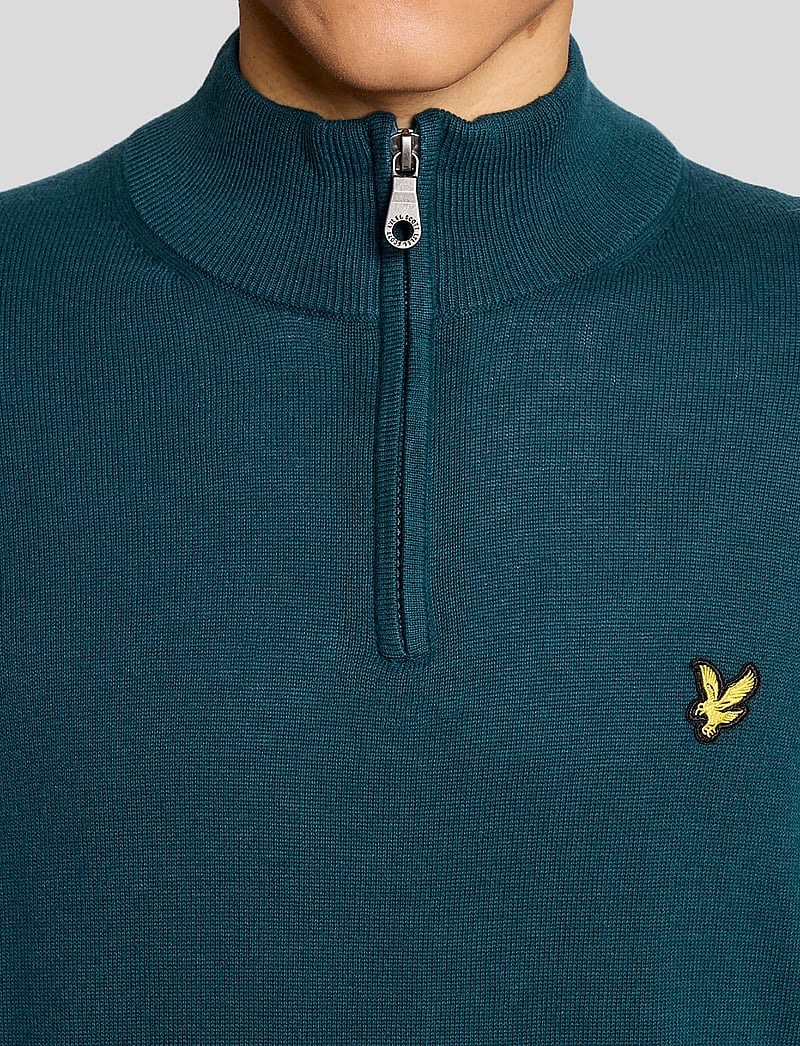 Lyle & Scott - Cotton Quarter Zip Jumper - sweatshirts - y066 rich teal - 4