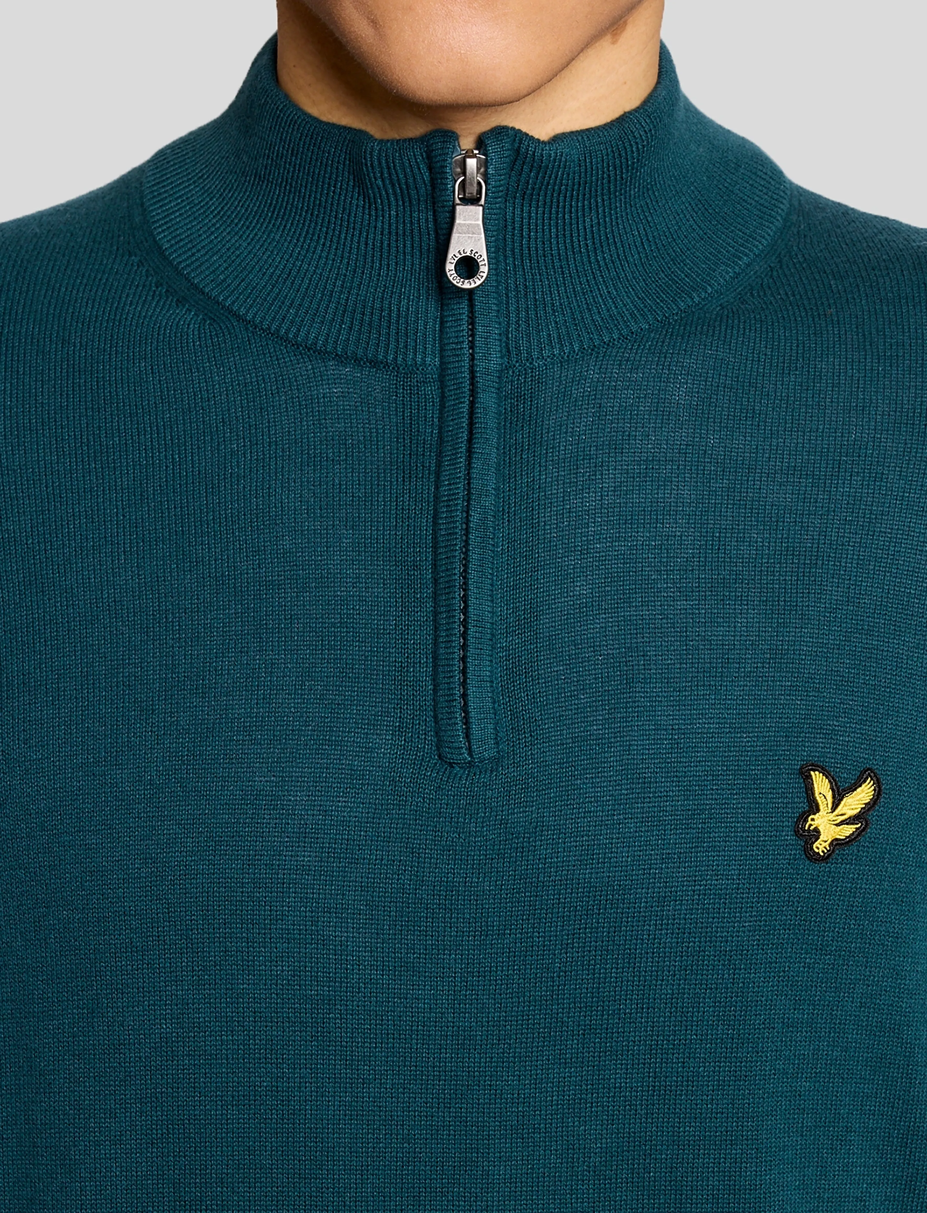 Lyle & Scott - Cotton Quarter Zip Jumper - sweatshirts - y066 rich teal - 4