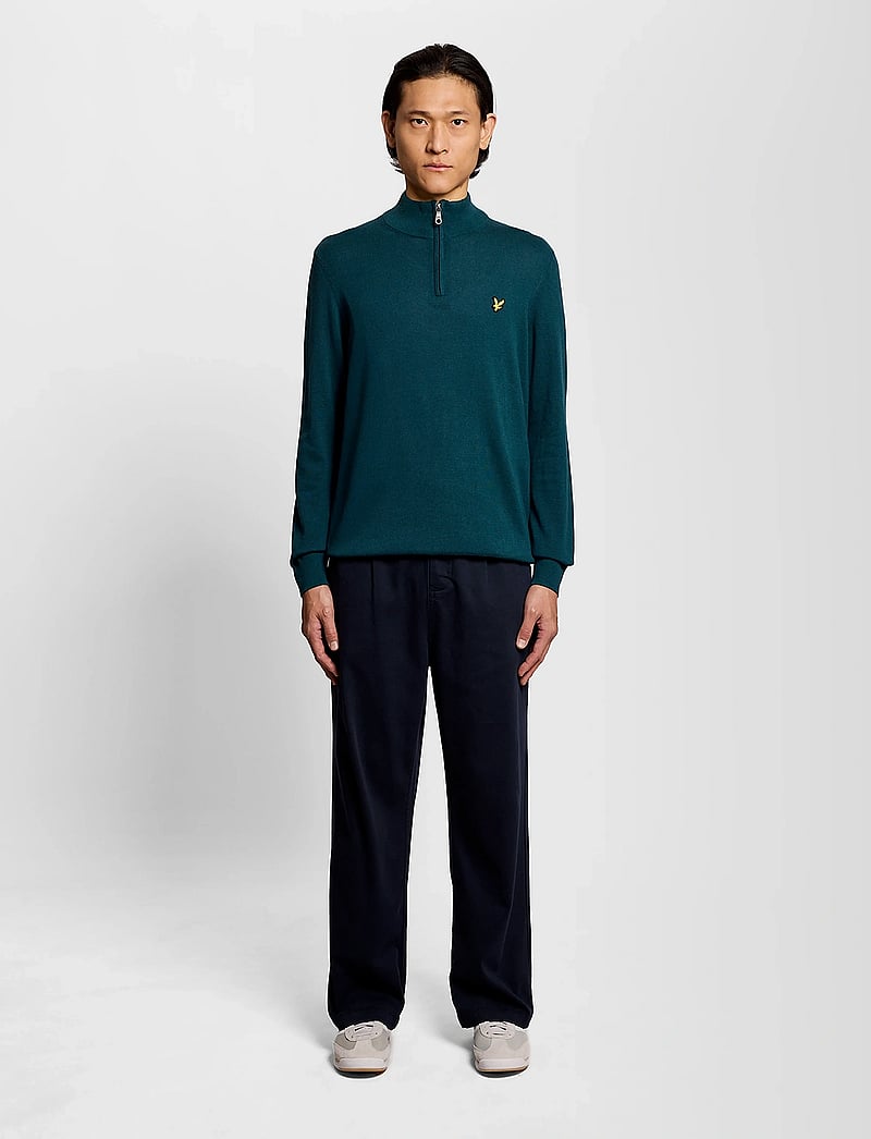 Lyle & Scott - Cotton Quarter Zip Jumper - sweatshirts - y066 rich teal - 5