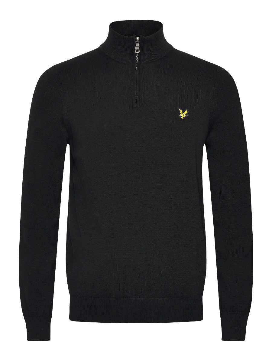 Lyle & Scott - Cotton Quarter Zip Jumper - sweatshirts - z865 jet black - 1