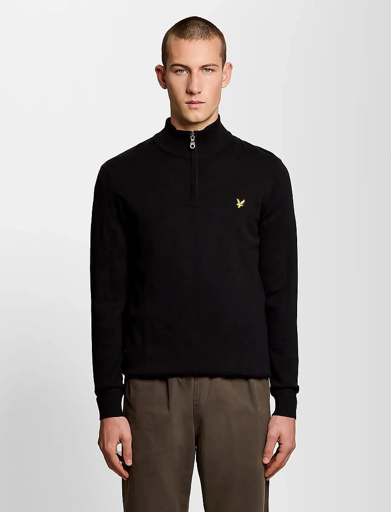 Lyle & Scott - Cotton Quarter Zip Jumper - collegepaidat - z865 jet black - 0