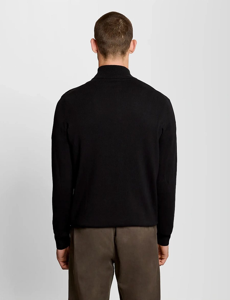 Lyle & Scott - Cotton Quarter Zip Jumper - sweatshirts - z865 jet black - 3