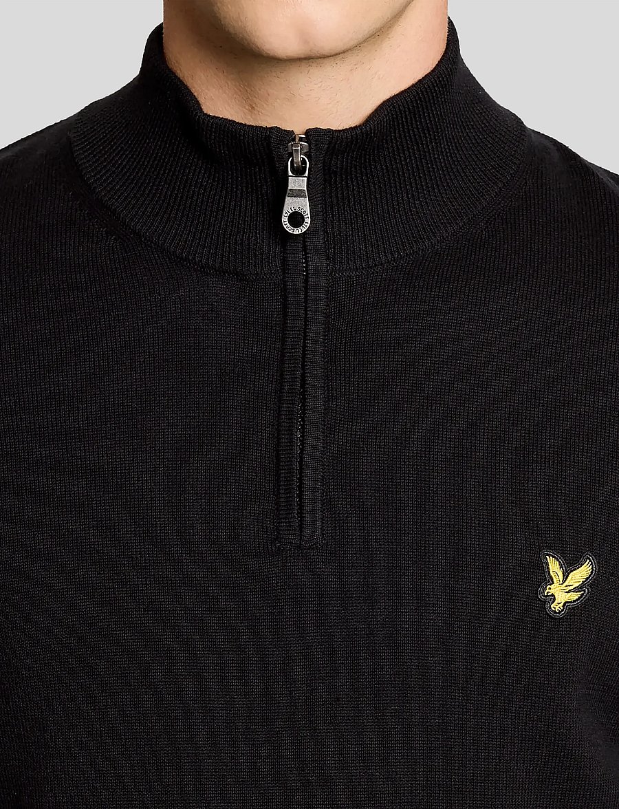 Lyle & Scott - Cotton Quarter Zip Jumper - sweatshirts - z865 jet black - 4