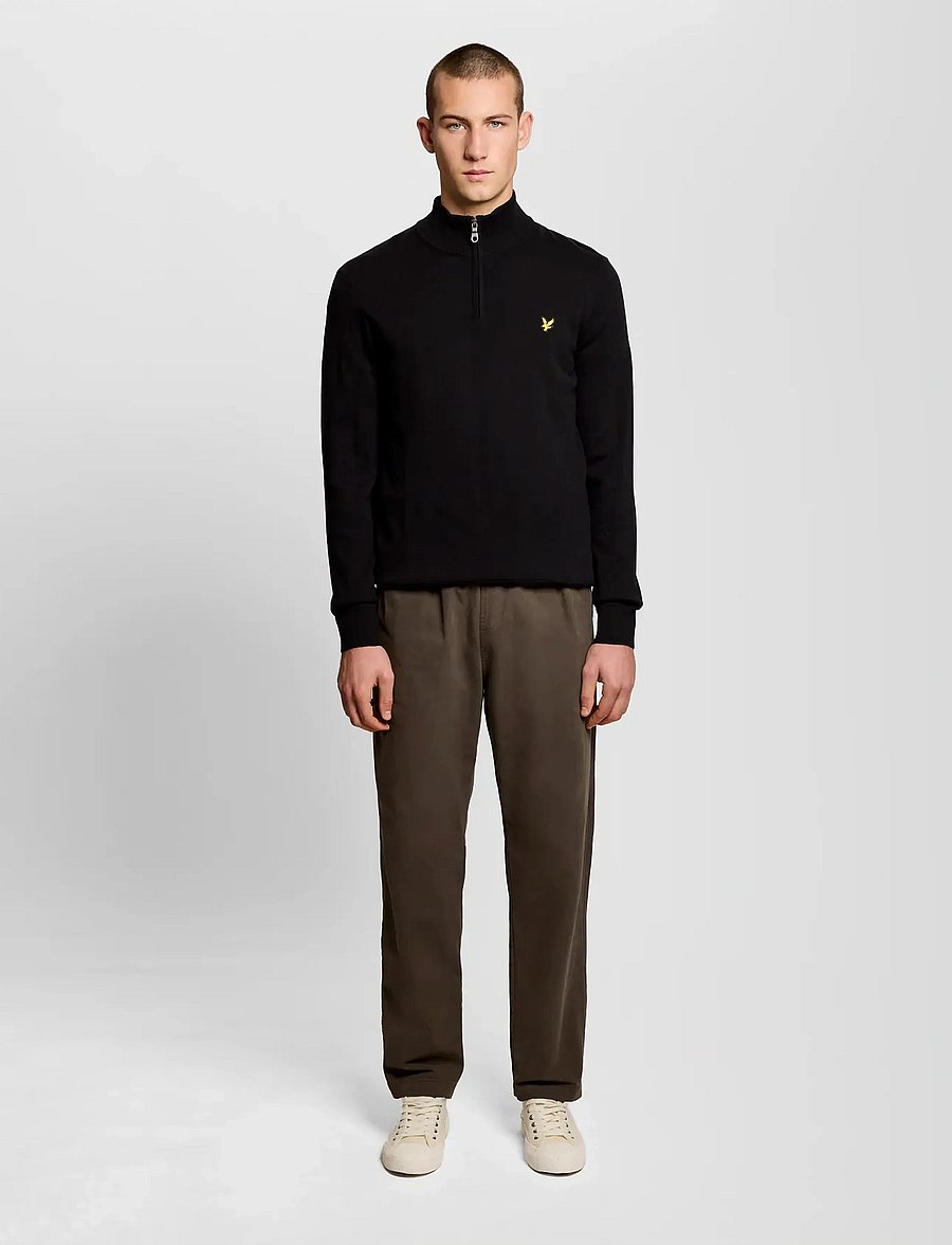 Lyle & Scott - Cotton Quarter Zip Jumper - sweatshirts - z865 jet black - 5