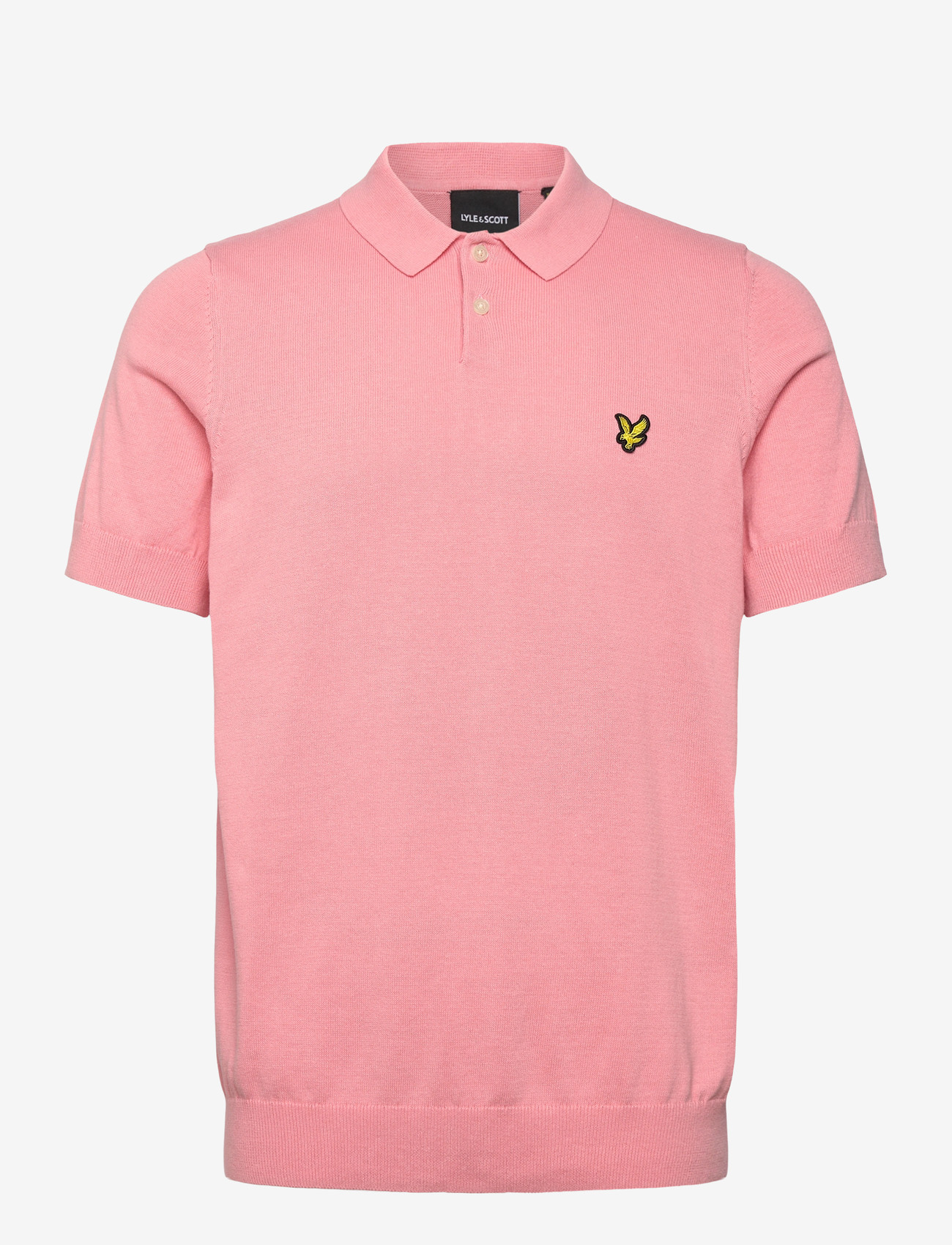 Lyle & Scott - Cotton Short Sleeve Knitted Polo - langærmede poloer - y120 pink grapefruit - 1