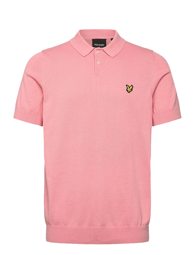Lyle & Scott - Cotton Short Sleeve Knitted Polo - langærmede poloer - y120 pink grapefruit - 1