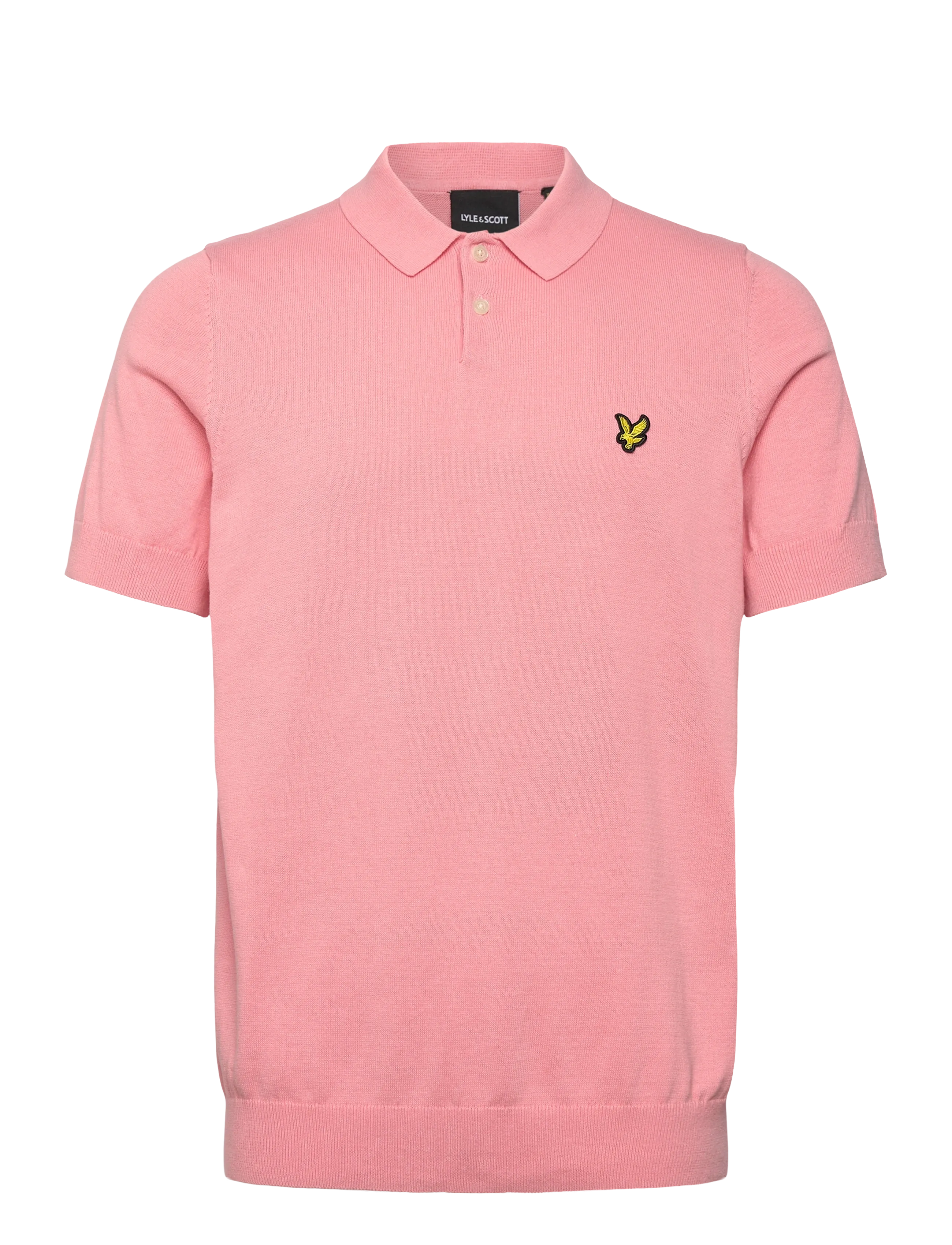 Lyle & Scott Cotton Short Sleeve Knitted Polo - Poloer - Y120 PINK GRAPEFRUIT / pink/rose