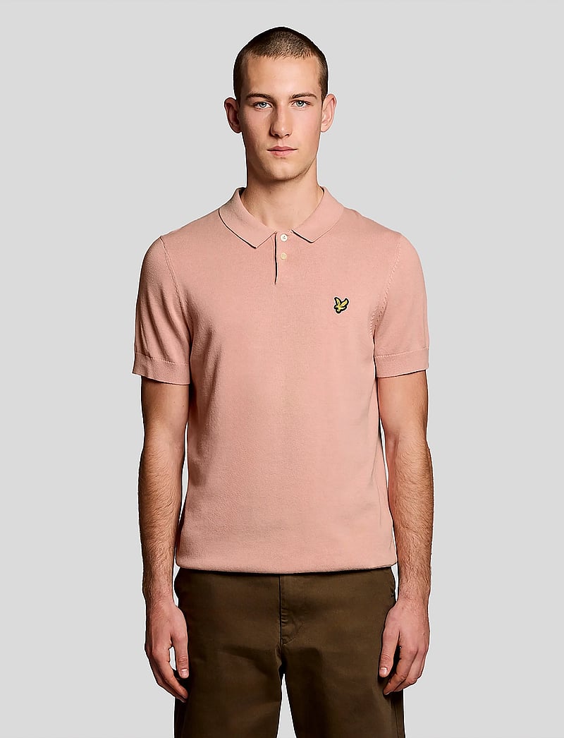Lyle & Scott - Cotton Short Sleeve Knitted Polo - langærmede poloer - y120 pink grapefruit - 0