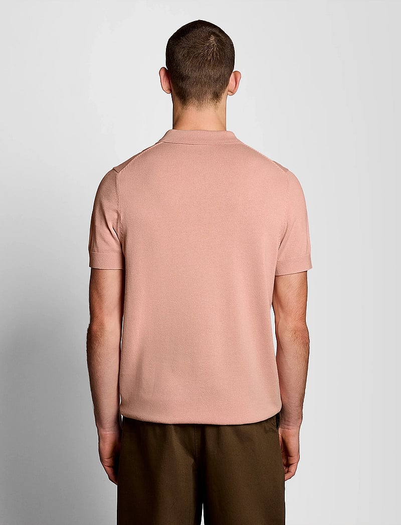 Lyle & Scott - Cotton Short Sleeve Knitted Polo - langærmede poloer - y120 pink grapefruit - 3