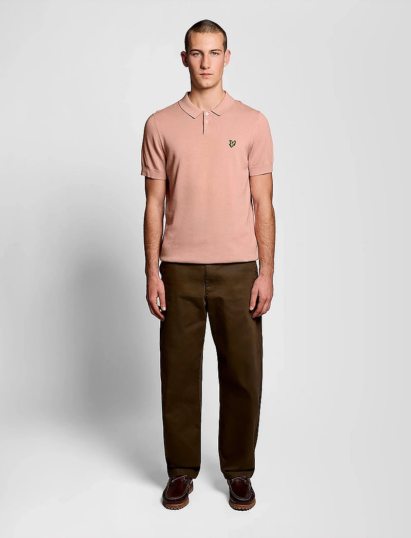 Lyle & Scott - Cotton Short Sleeve Knitted Polo - langærmede poloer - y120 pink grapefruit - 5