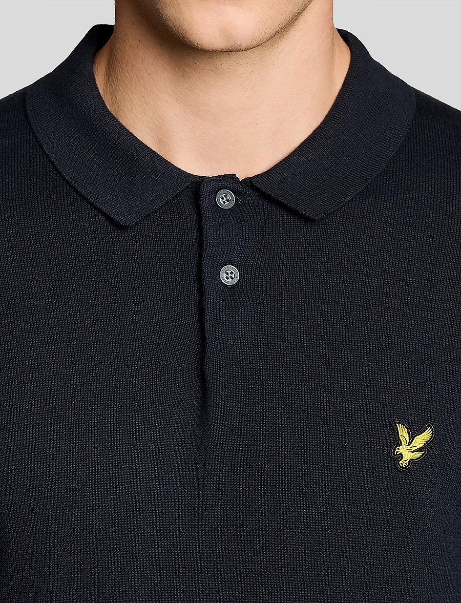 Lyle & Scott - Cotton Short Sleeve Knitted Polo - lühikeste varrukatega polod - z271 dark navy - 4