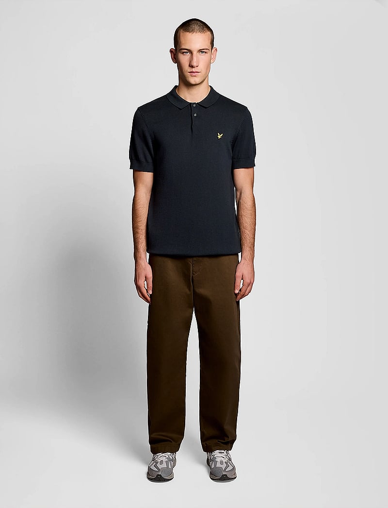 Lyle & Scott - Cotton Short Sleeve Knitted Polo - pikkade varrukatega polod - z271 dark navy - 5