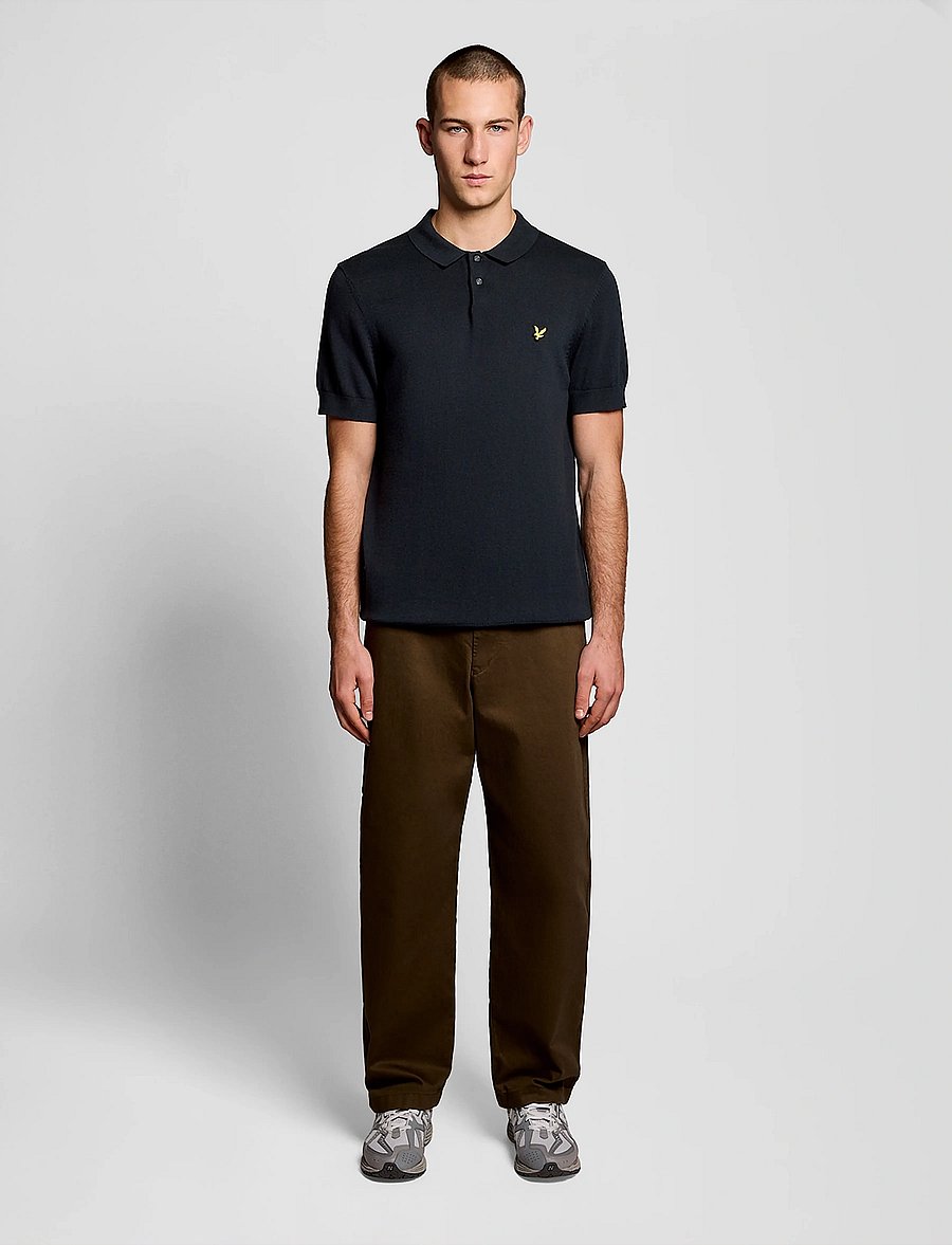 Lyle & Scott - Cotton Short Sleeve Knitted Polo - lühikeste varrukatega polod - z271 dark navy - 5