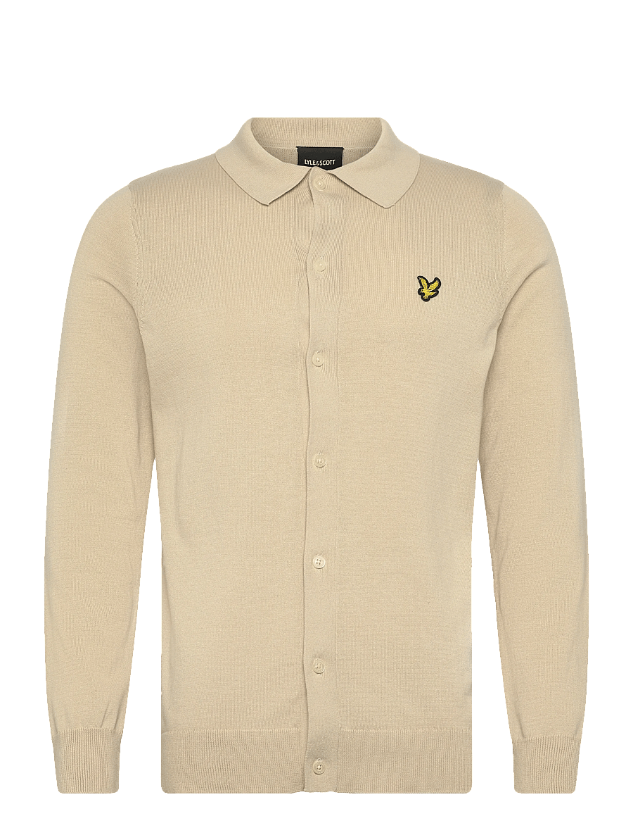 Lyle & Scott - Cotton Knitted Shirt - pikkade varrukatega kootud polosärgid - cove - 1