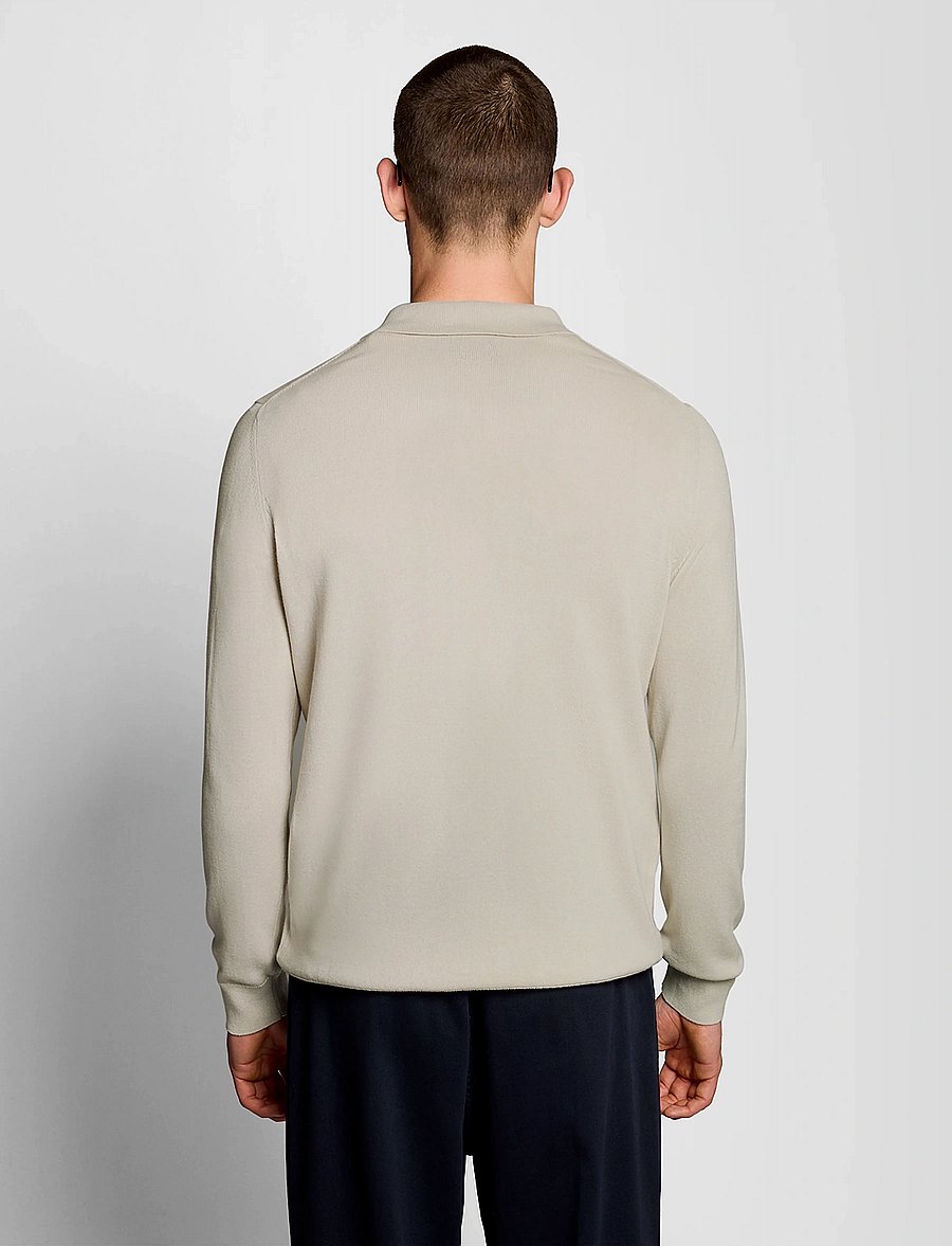 Lyle & Scott - Cotton Knitted Shirt - pikkade varrukatega kootud polosärgid - cove - 3
