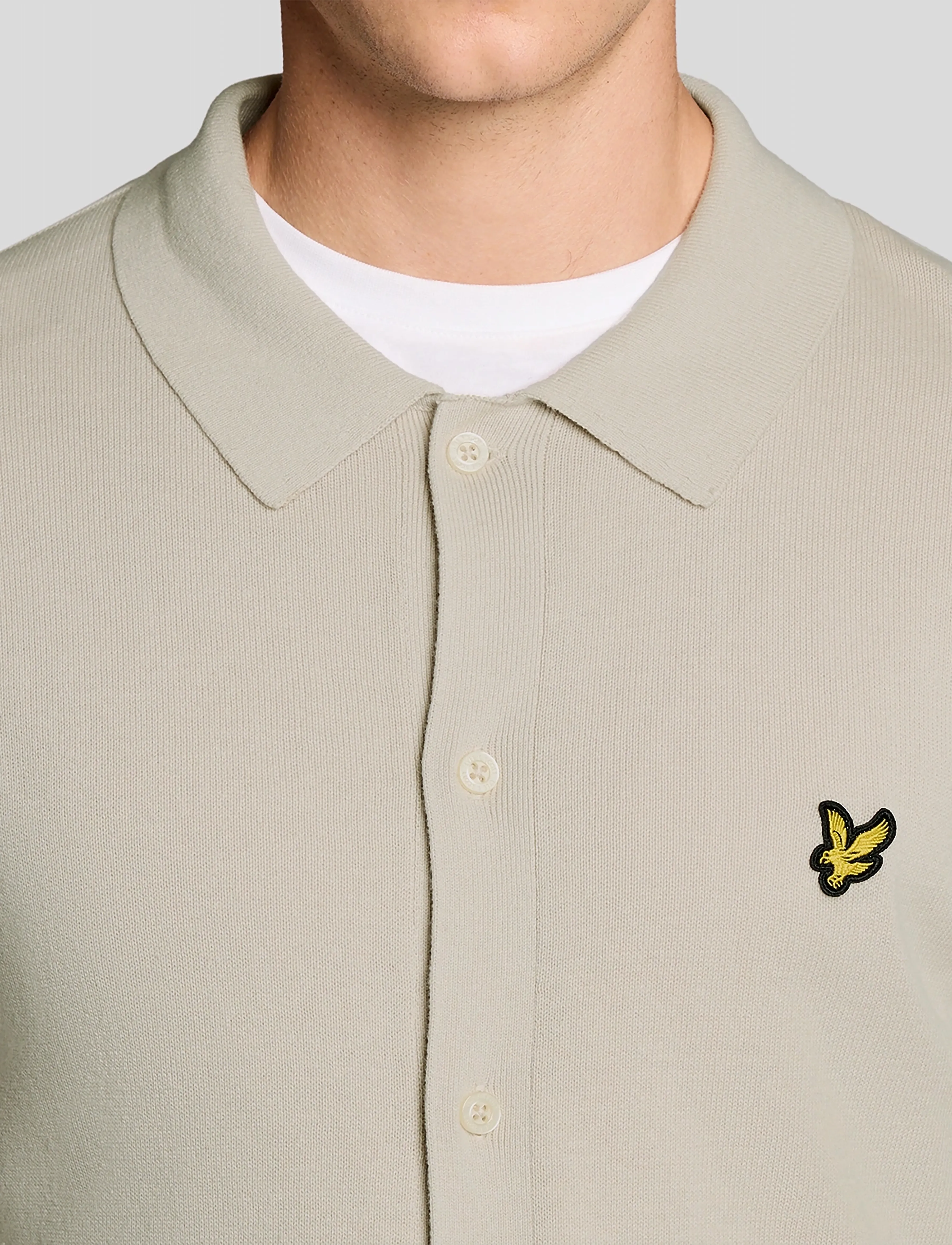 Lyle & Scott - Cotton Knitted Shirt - pikkade varrukatega kootud polosärgid - cove - 4