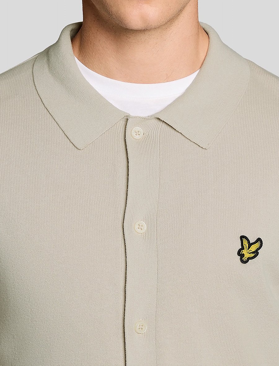 Lyle & Scott - Cotton Knitted Shirt - pikkade varrukatega kootud polosärgid - cove - 4