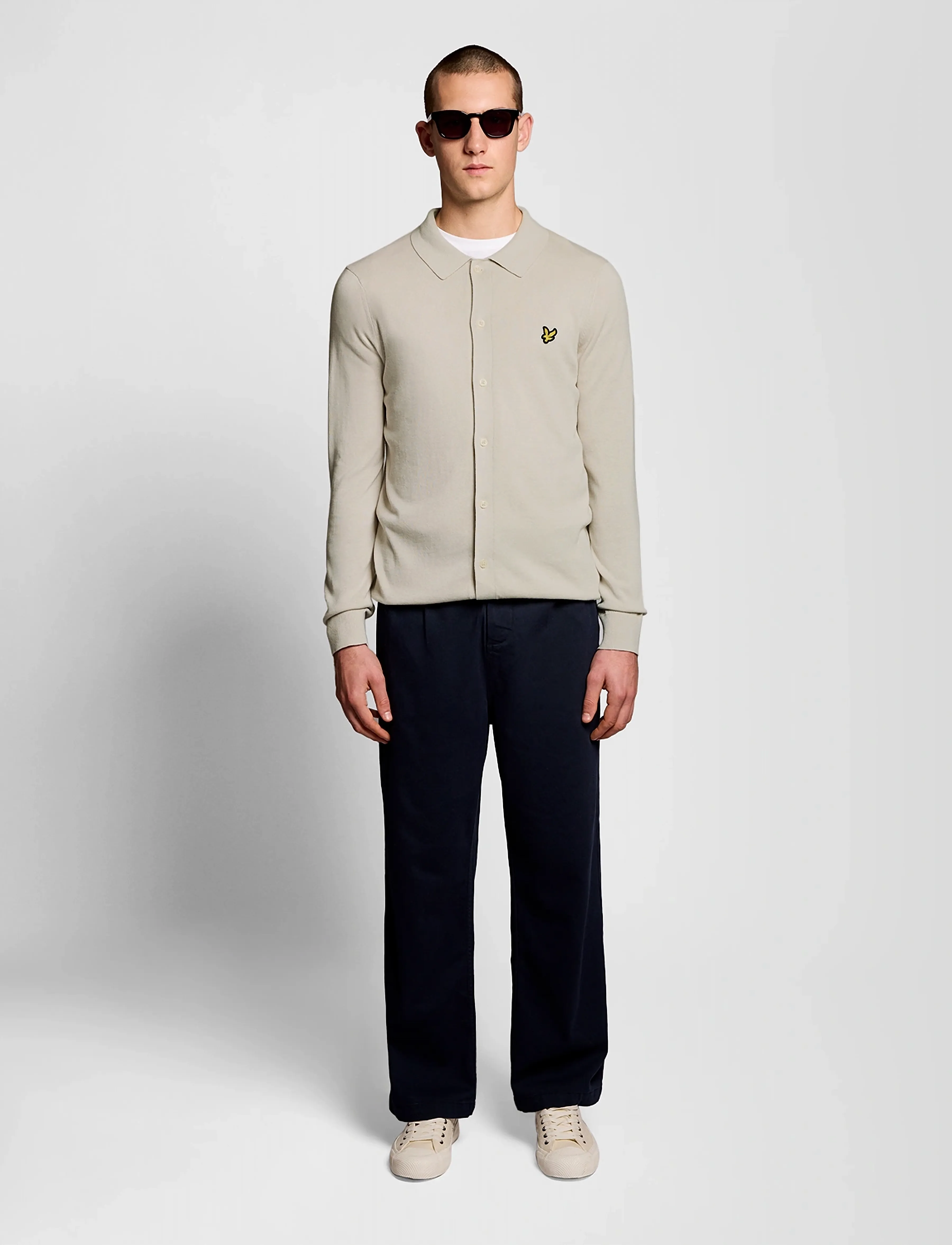 Lyle & Scott - Cotton Knitted Shirt - pikkade varrukatega kootud polosärgid - cove - 5