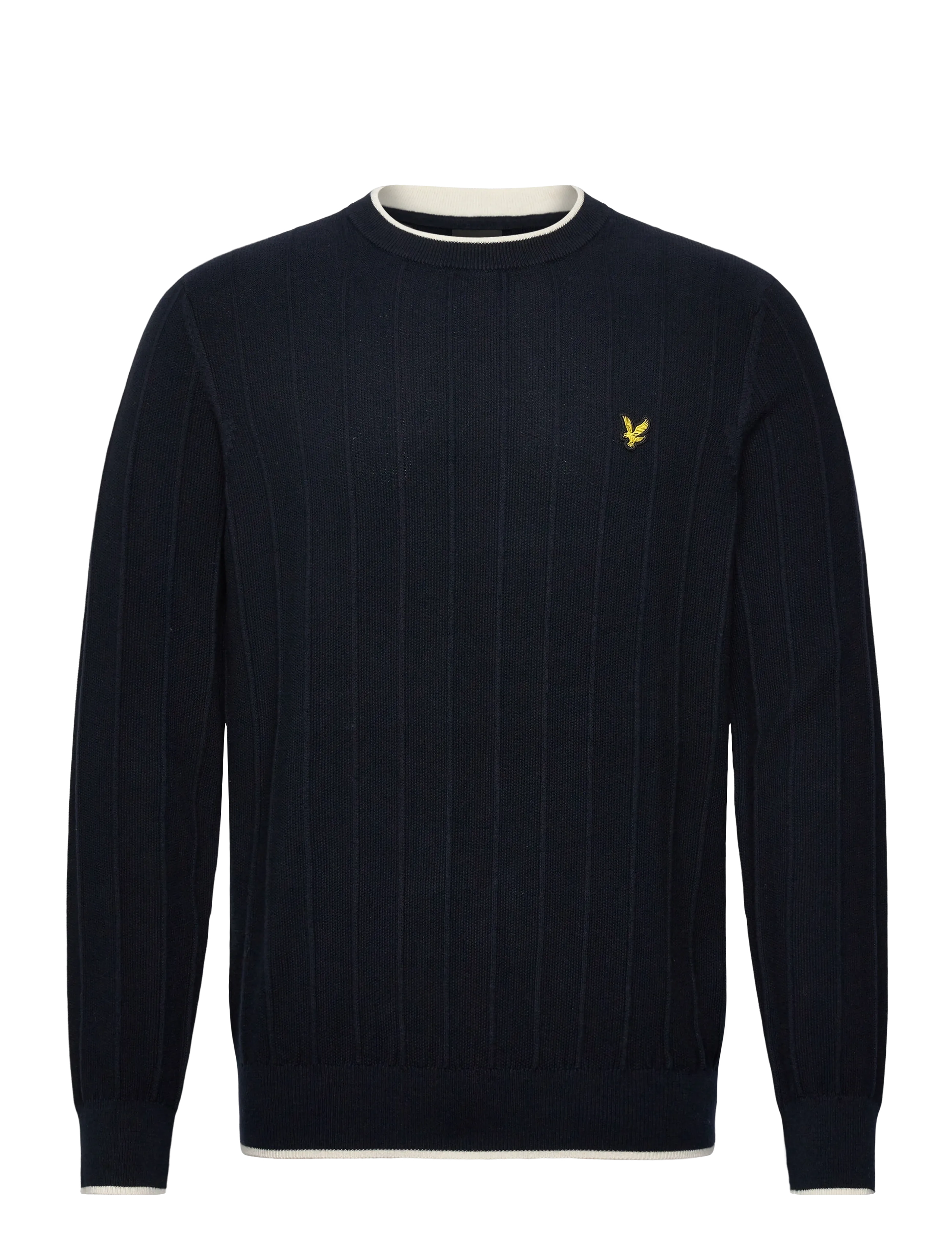 Lyle & Scott Tipped Pique Knitted Crew Neck Jumper - Nyheter - Z271 DARK NAVY / navy