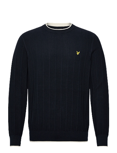 Tipped Pique Knitted Crew Neck Jumper - Rund Hals
