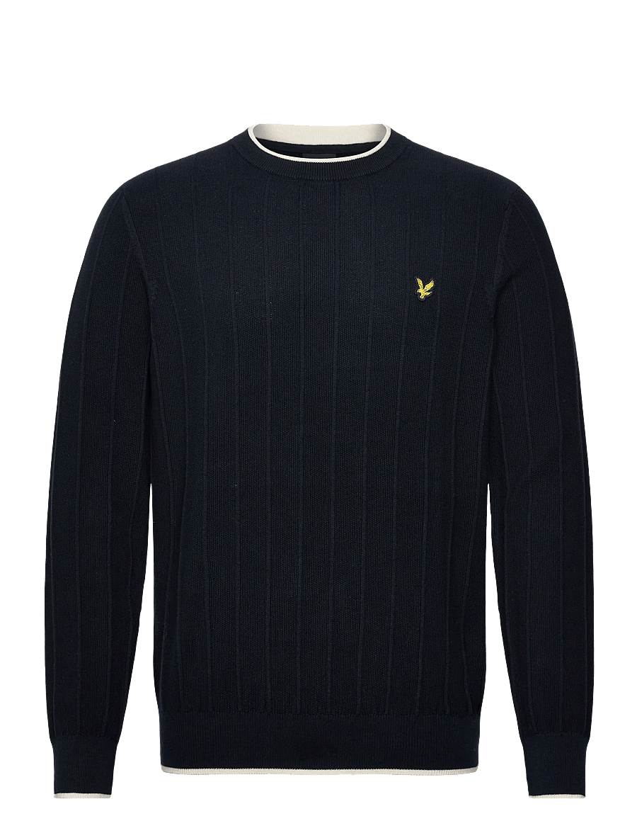 Lyle & Scott - Tipped Pique Knitted Crew Neck Jumper - rundhals - z271 dark navy - 1