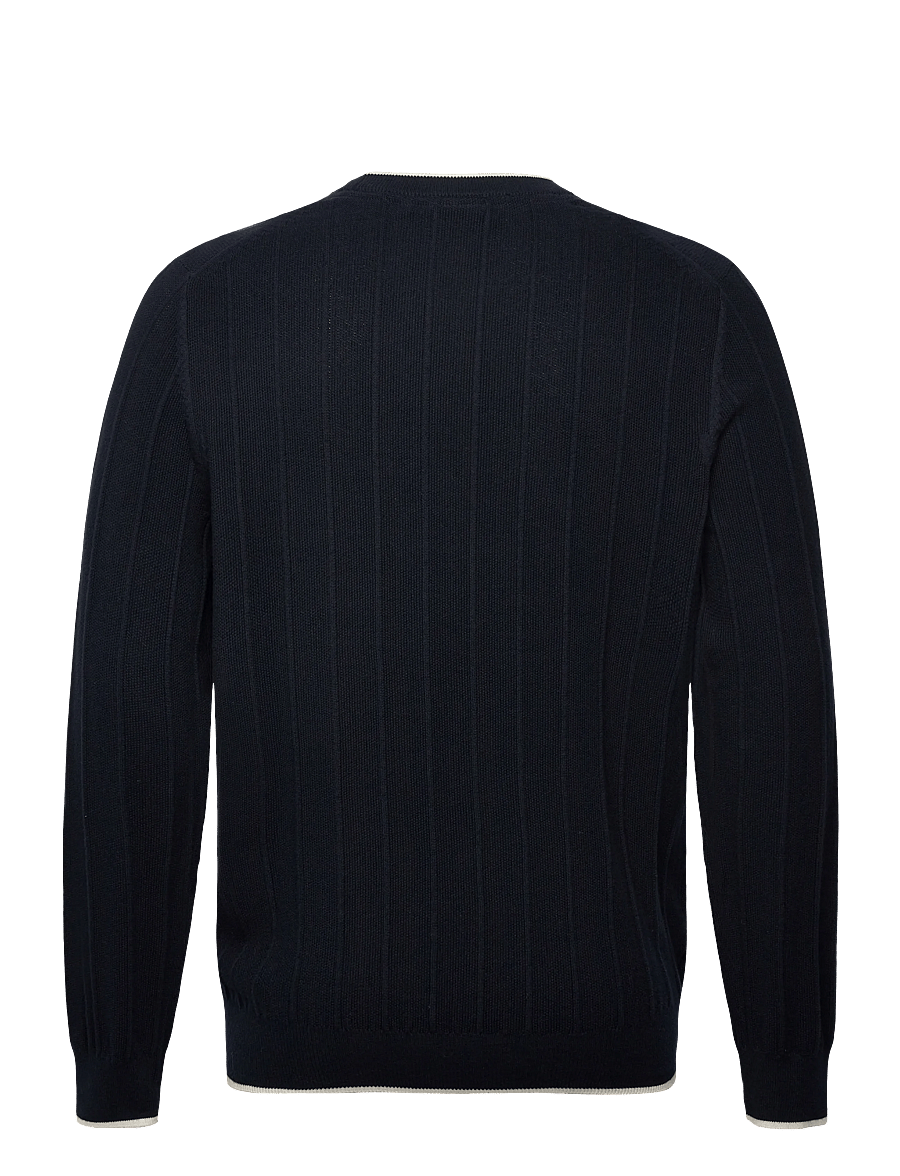 Lyle & Scott - Tipped Pique Knitted Crew Neck Jumper - rundhals - z271 dark navy - 2