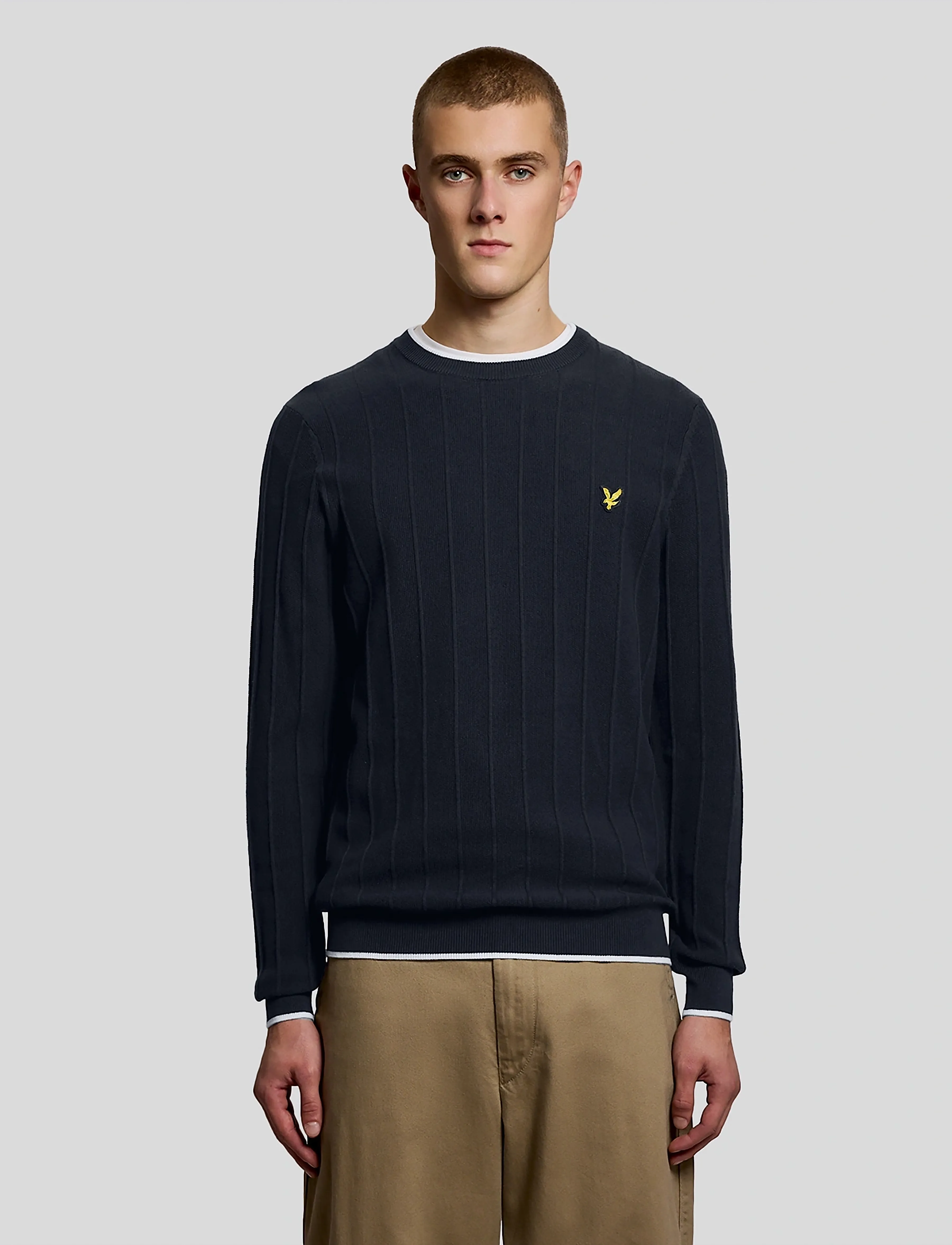Lyle & Scott Tipped Pique Knitted Crew Neck Jumper - Rundhals - Z271 DARK NAVY / navy