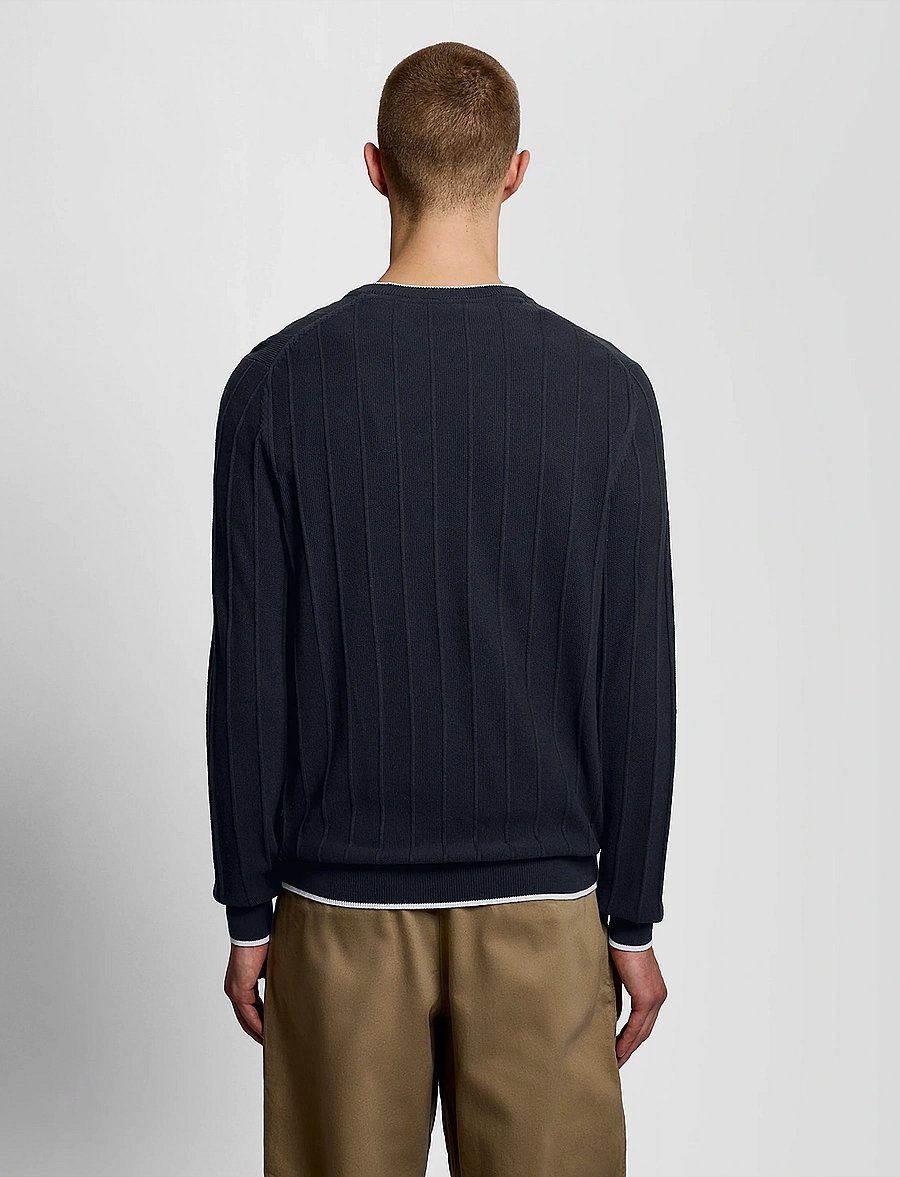 Lyle & Scott - Tipped Pique Knitted Crew Neck Jumper - rundhals - z271 dark navy - 3