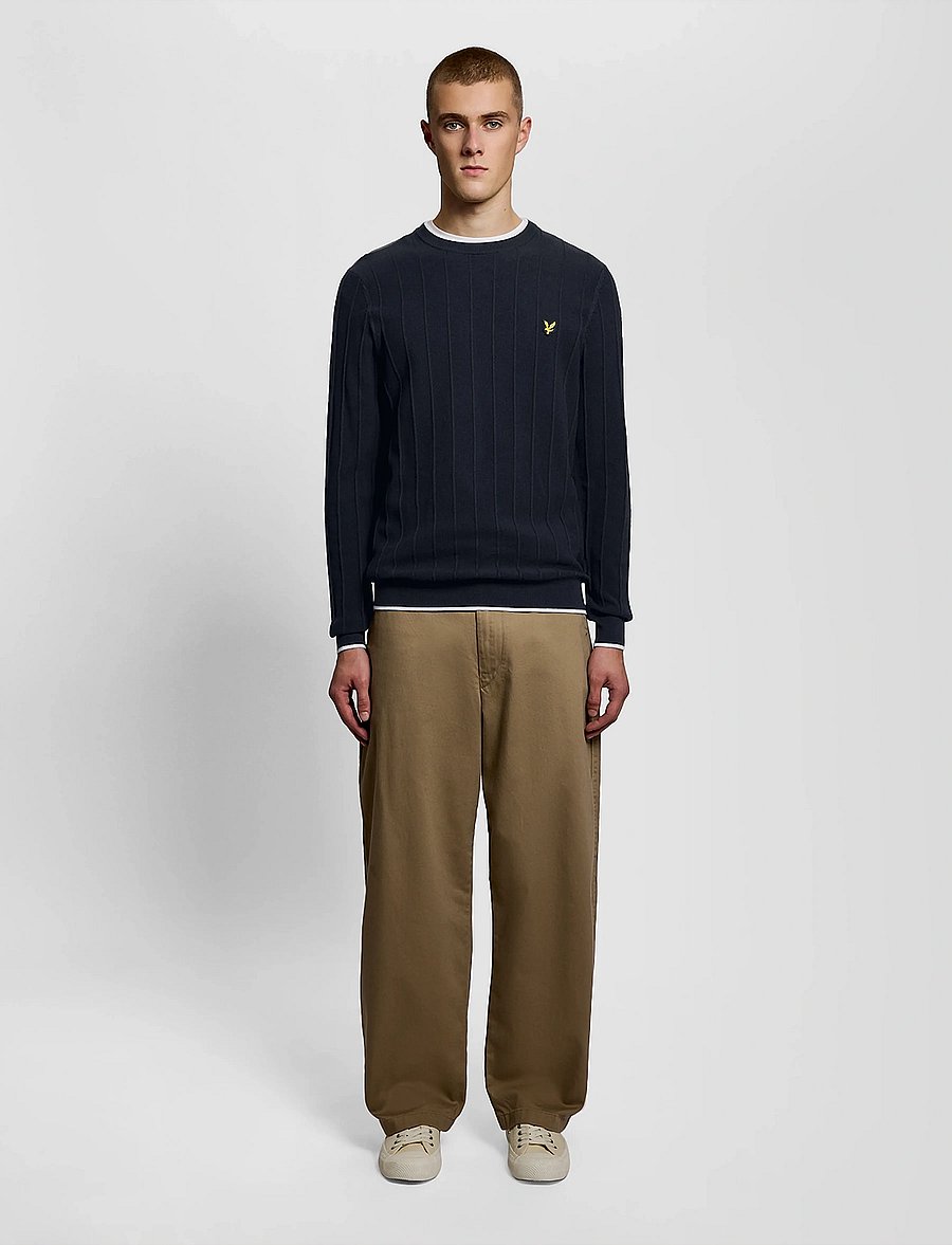 Lyle & Scott - Tipped Pique Knitted Crew Neck Jumper - rundhals - z271 dark navy - 4