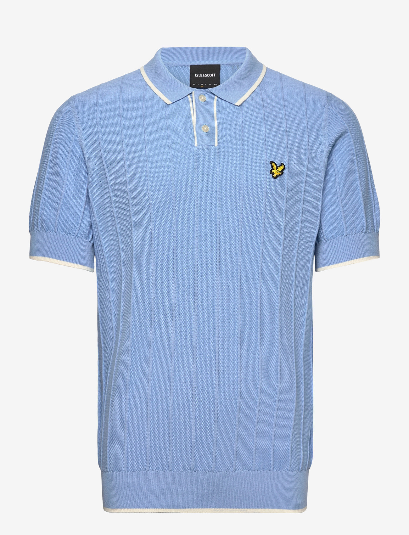 Lyle & Scott - Tipped Pique Knitted Polo - stickade pikéer - w444 chalk blue - 0