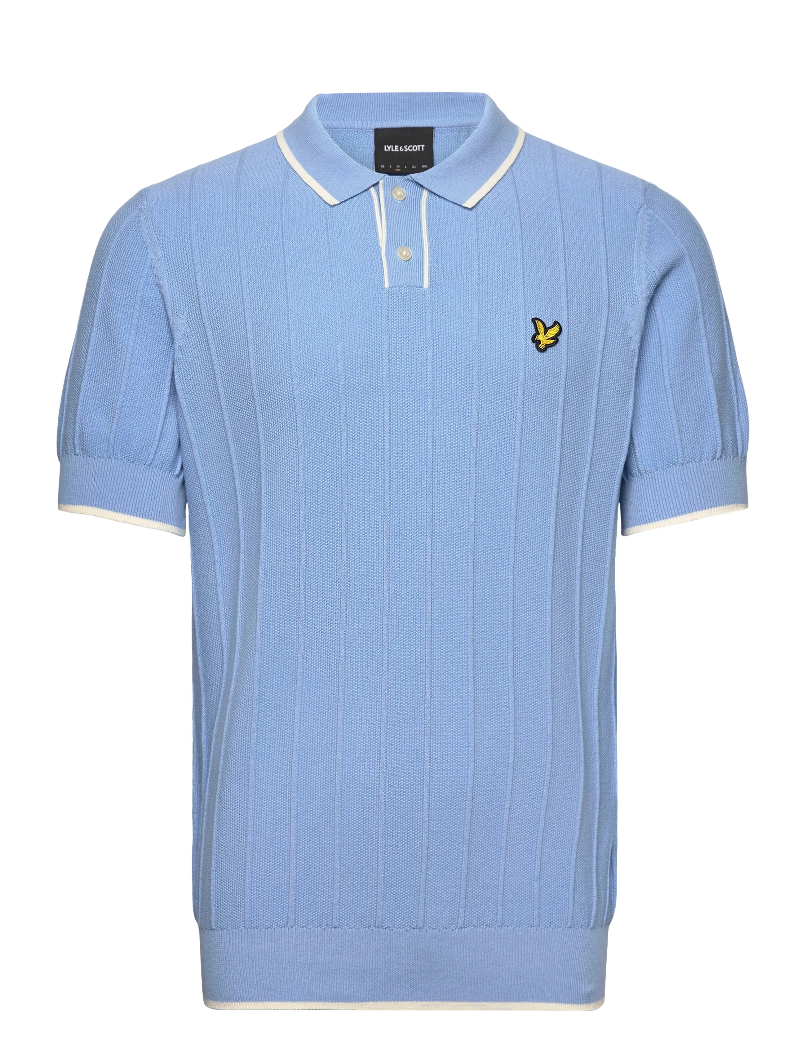 Tipped Pique Knitted Polo - W444 CHALK BLUE